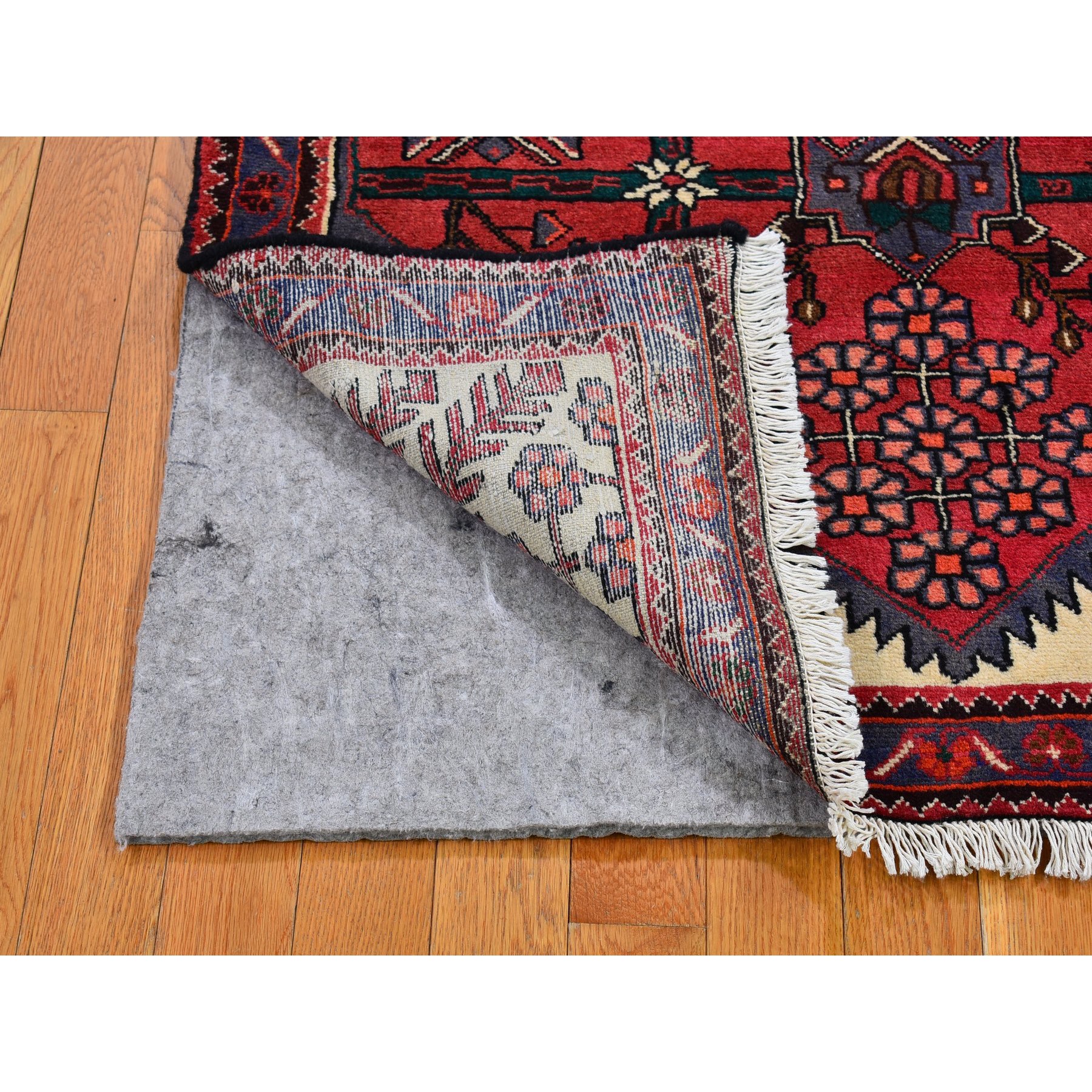 3'5"x4'10" Rural Village Vintage Persian Hamadan In Mint Condition Clean Geometric Design Pure Wool Hand Knotted Oriental Rug Sh66326