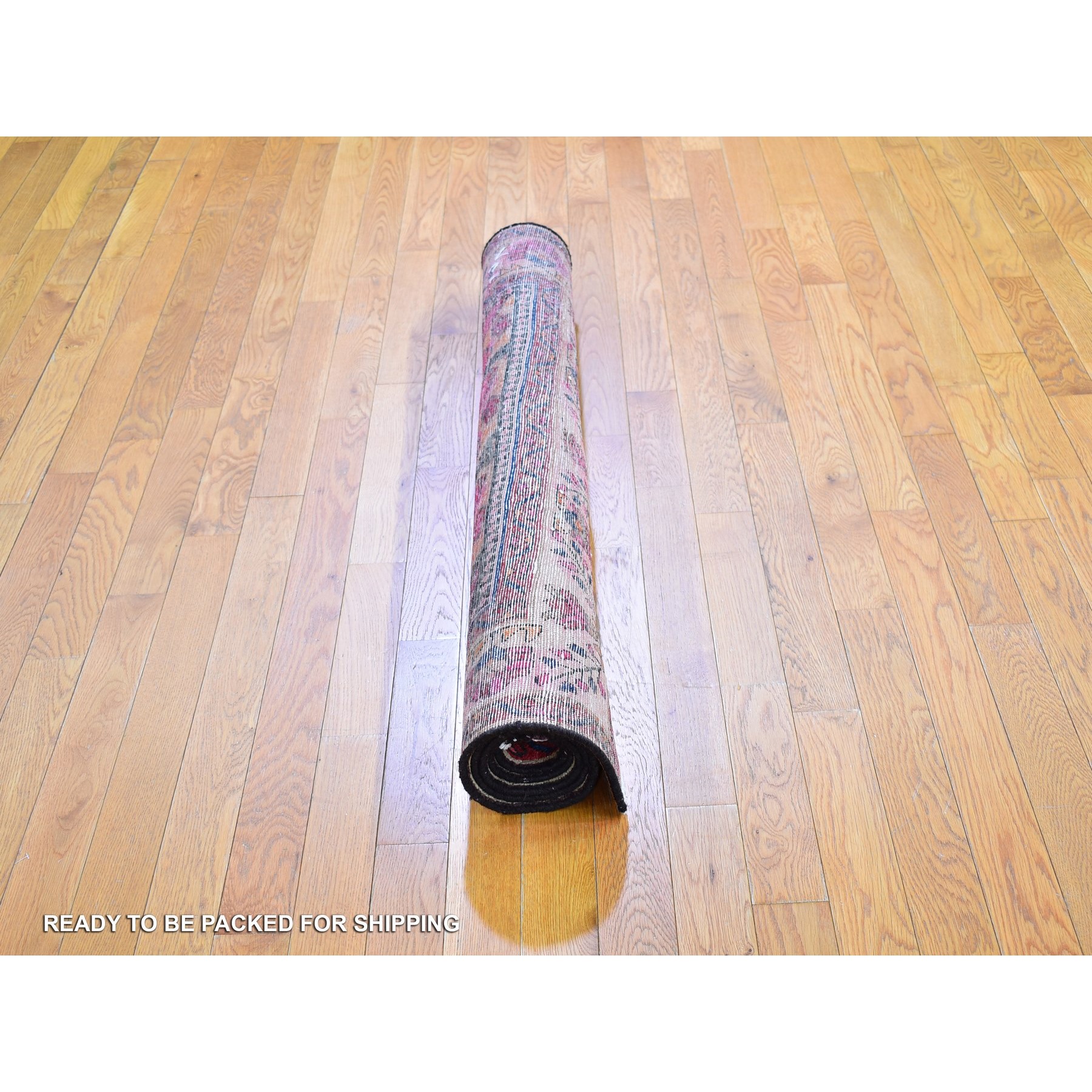4'5"x6'1" Beige Vintage Persian Karabakh Rural Village Good Condition Pure Wool Hand Knotted Oriental Rug Sh66328