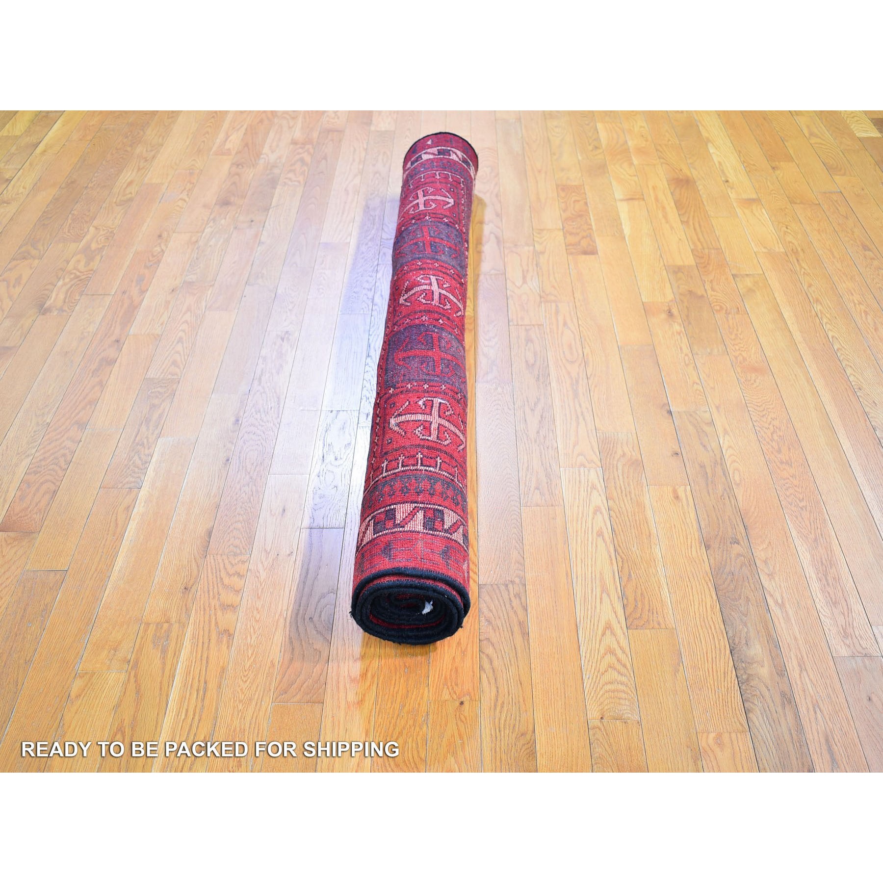 5'8"x8'6" Box Design Vintage Persian Hamadan Red Natural Wool Hand Knotted Oriental Rug Sh66341