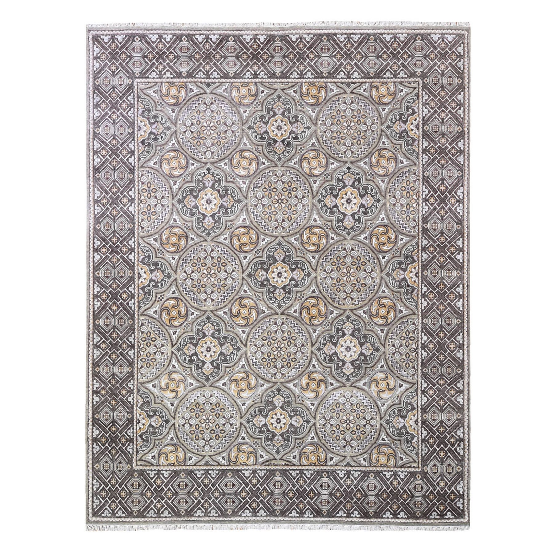 Transitional Hand Knotted Brown Rug No: 1132726