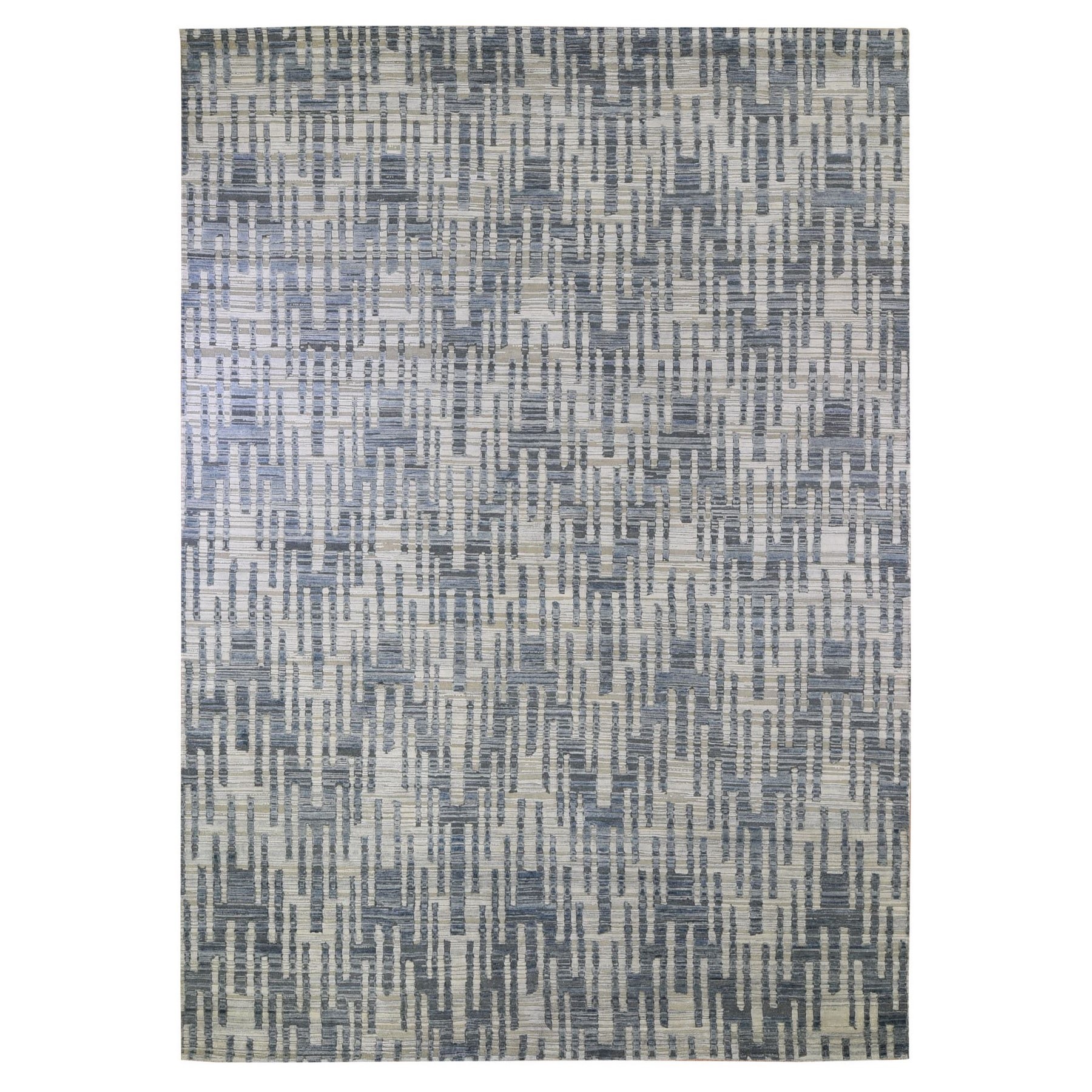 Mid Century Modern Collection Hand Knotted Blue Rug No: 1132752
