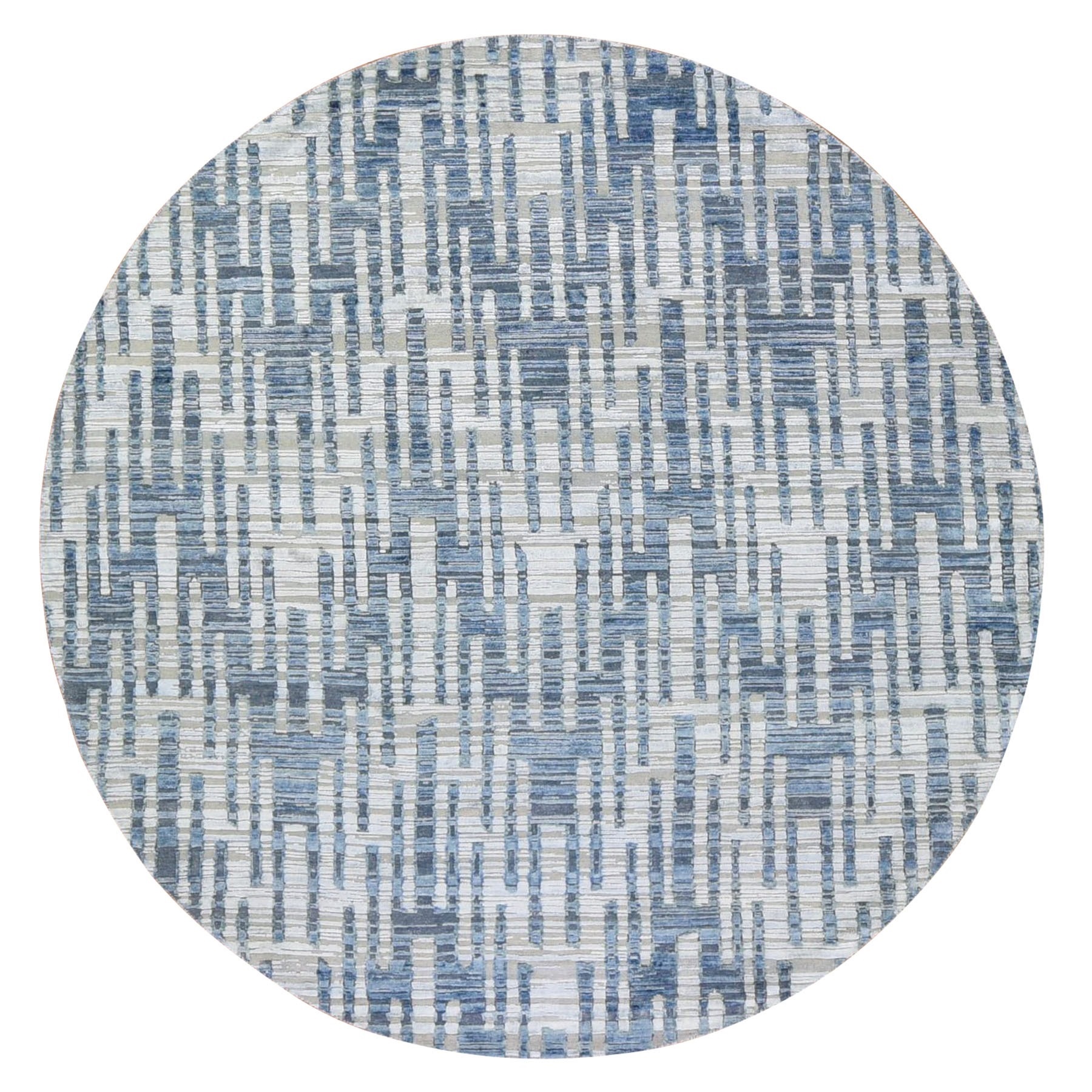 Mid Century Modern Collection Hand Knotted Blue Rug No: 1132756