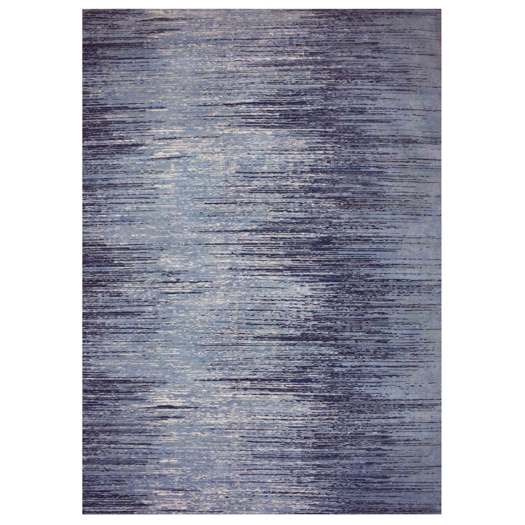 Mid Century Modern Collection Hand Knotted Blue Rug No: 1132768