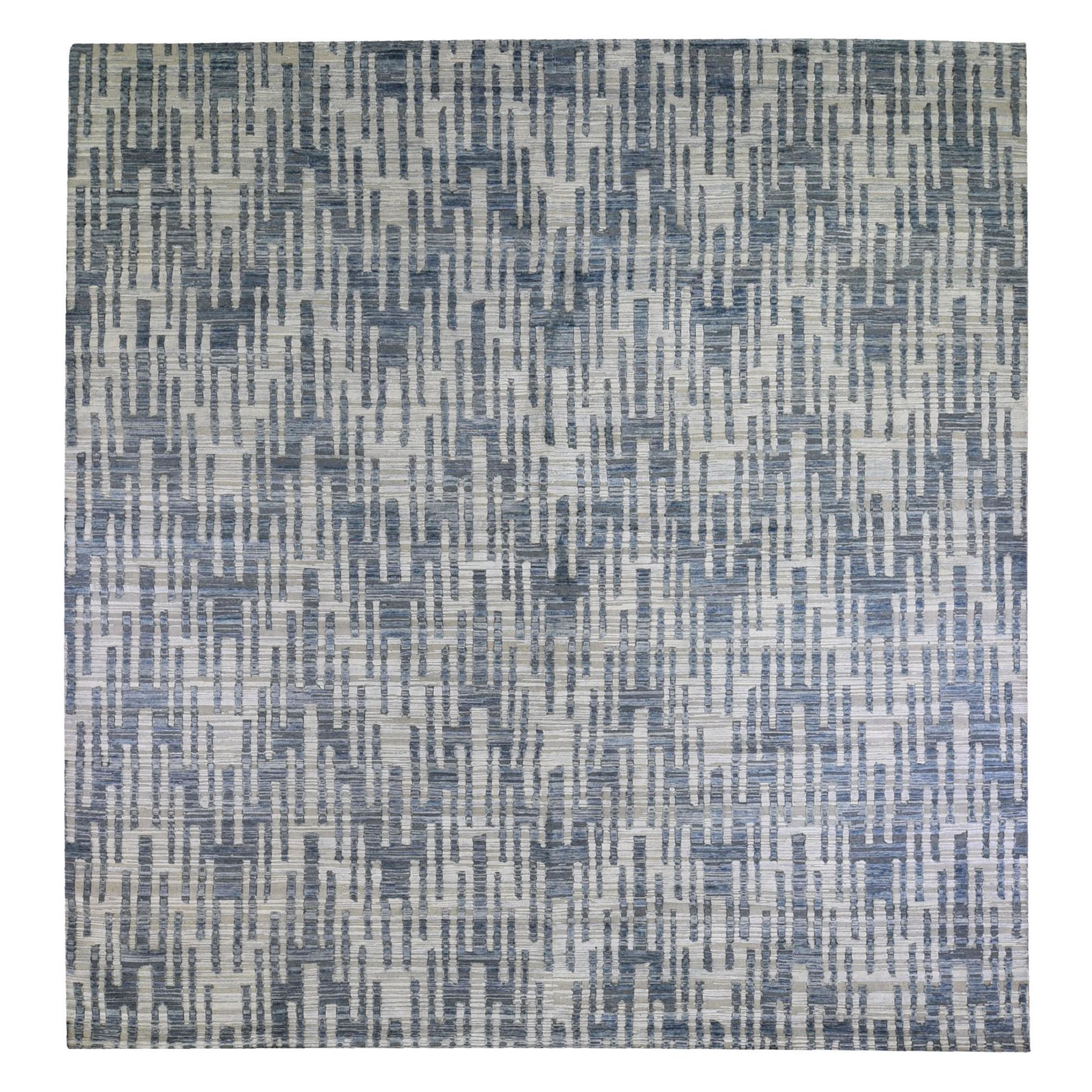 Mid Century Modern Collection Hand Knotted Blue Rug No: 1132772