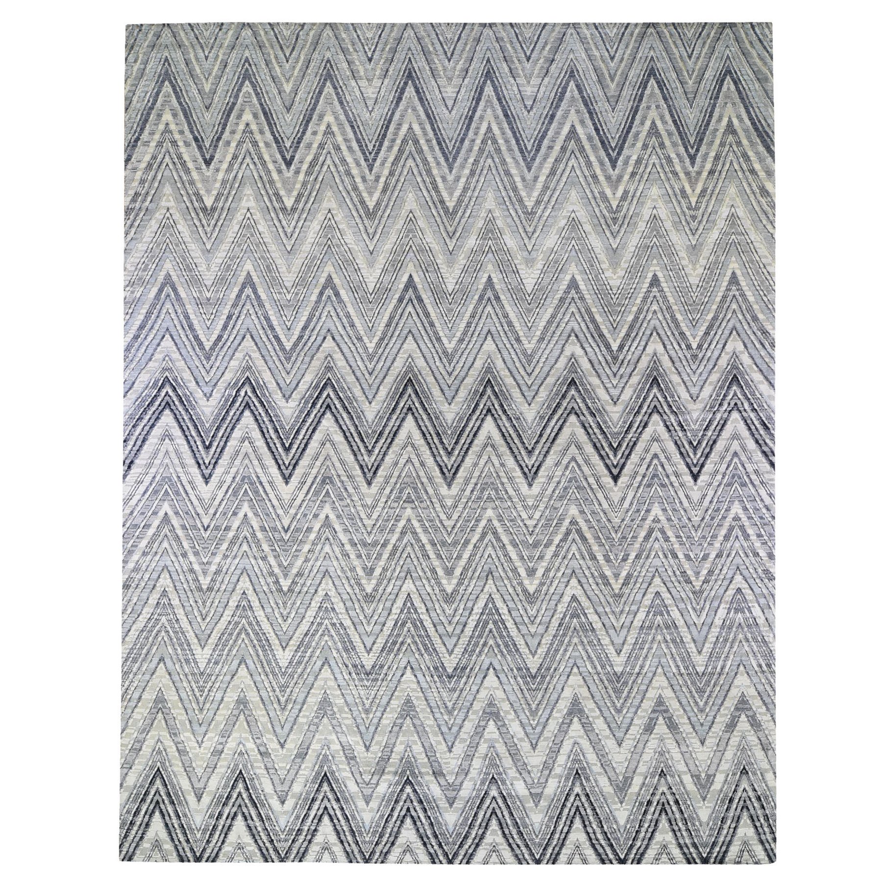 Mid Century Modern Collection Hand Knotted Grey Rug No: 1132774