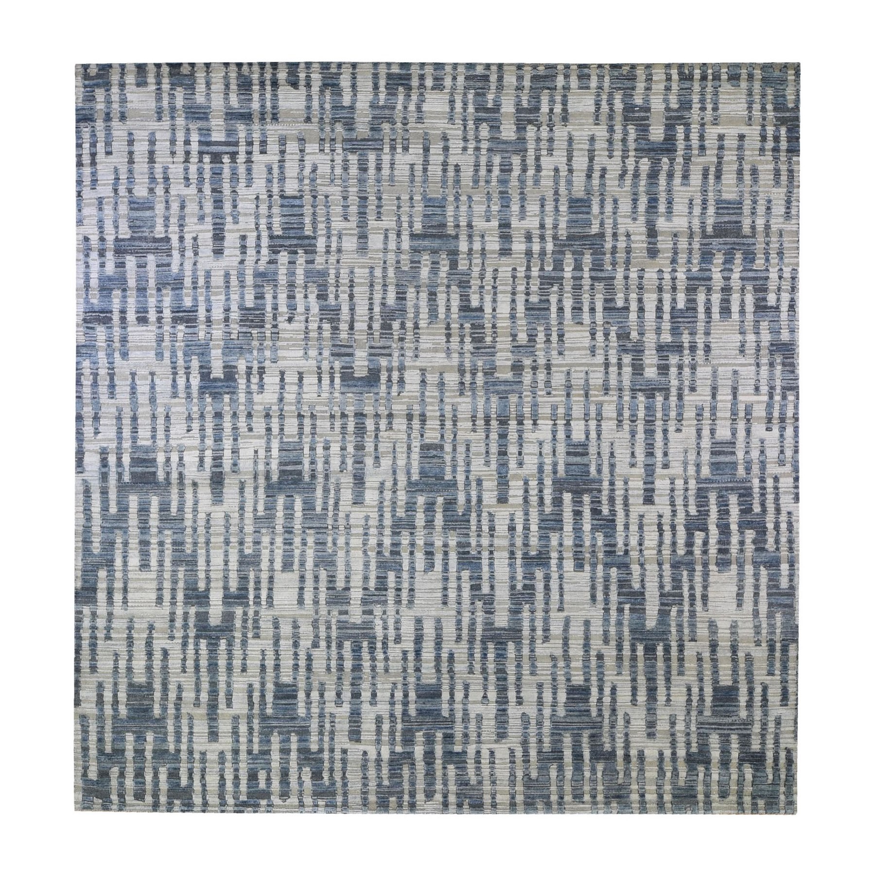 Mid Century Modern Collection Hand Knotted Blue Rug No: 1132800