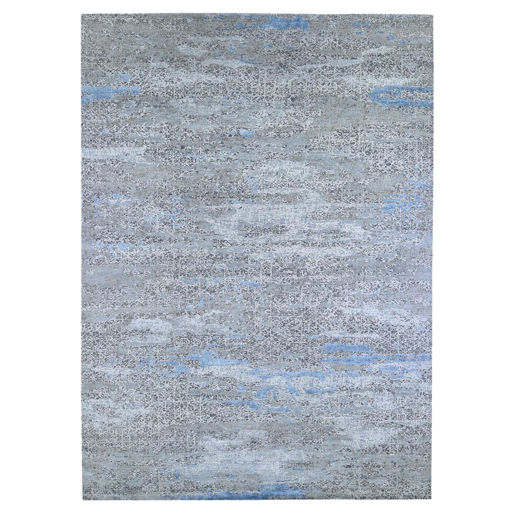 Mid Century Modern Collection Hand Knotted Grey Rug No: 1132838
