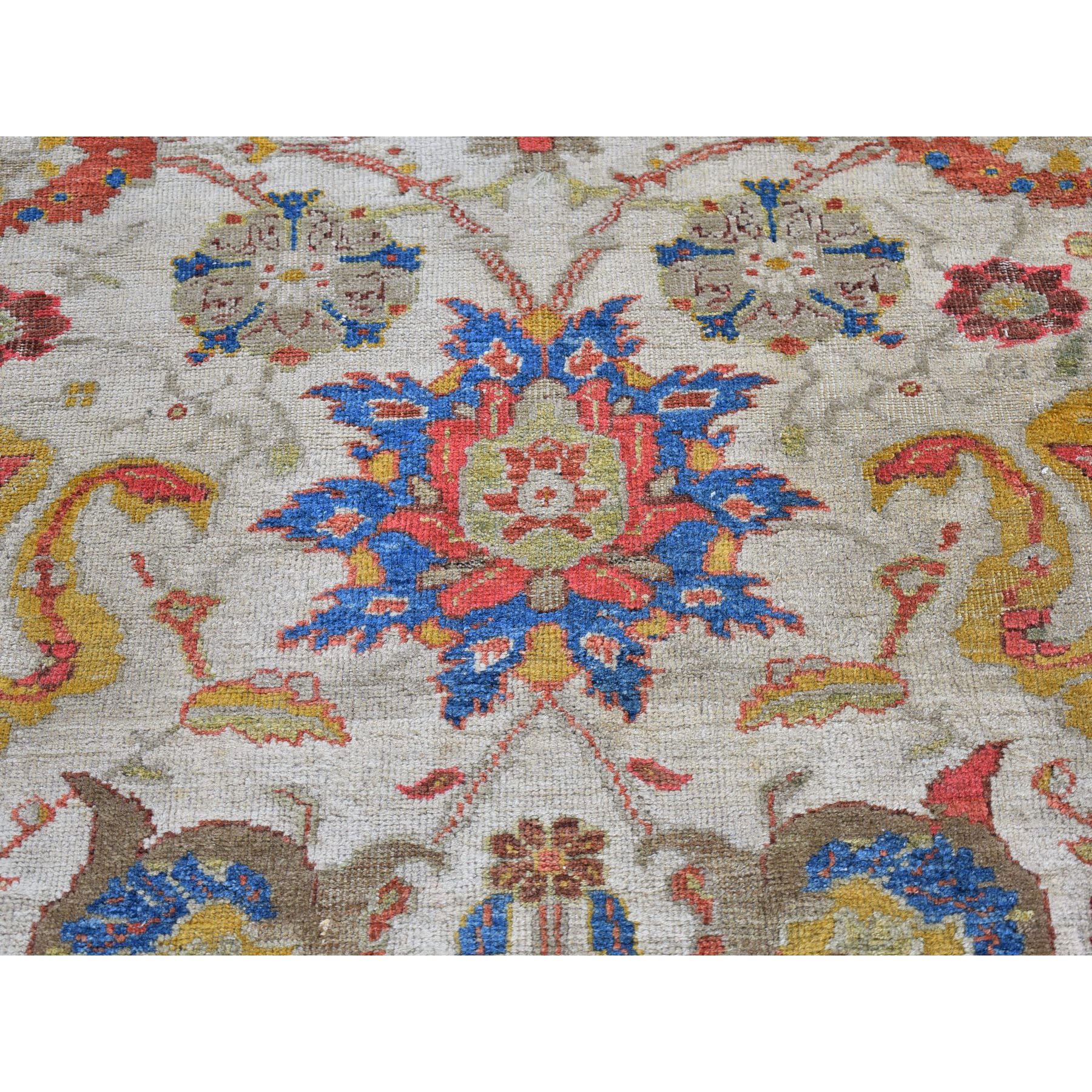 12'x21' Ivory Antique Persian Sultanabad Good Condition, Extra Long Clean Pure Wool Hand Knotted Oriental Rug Sh66457