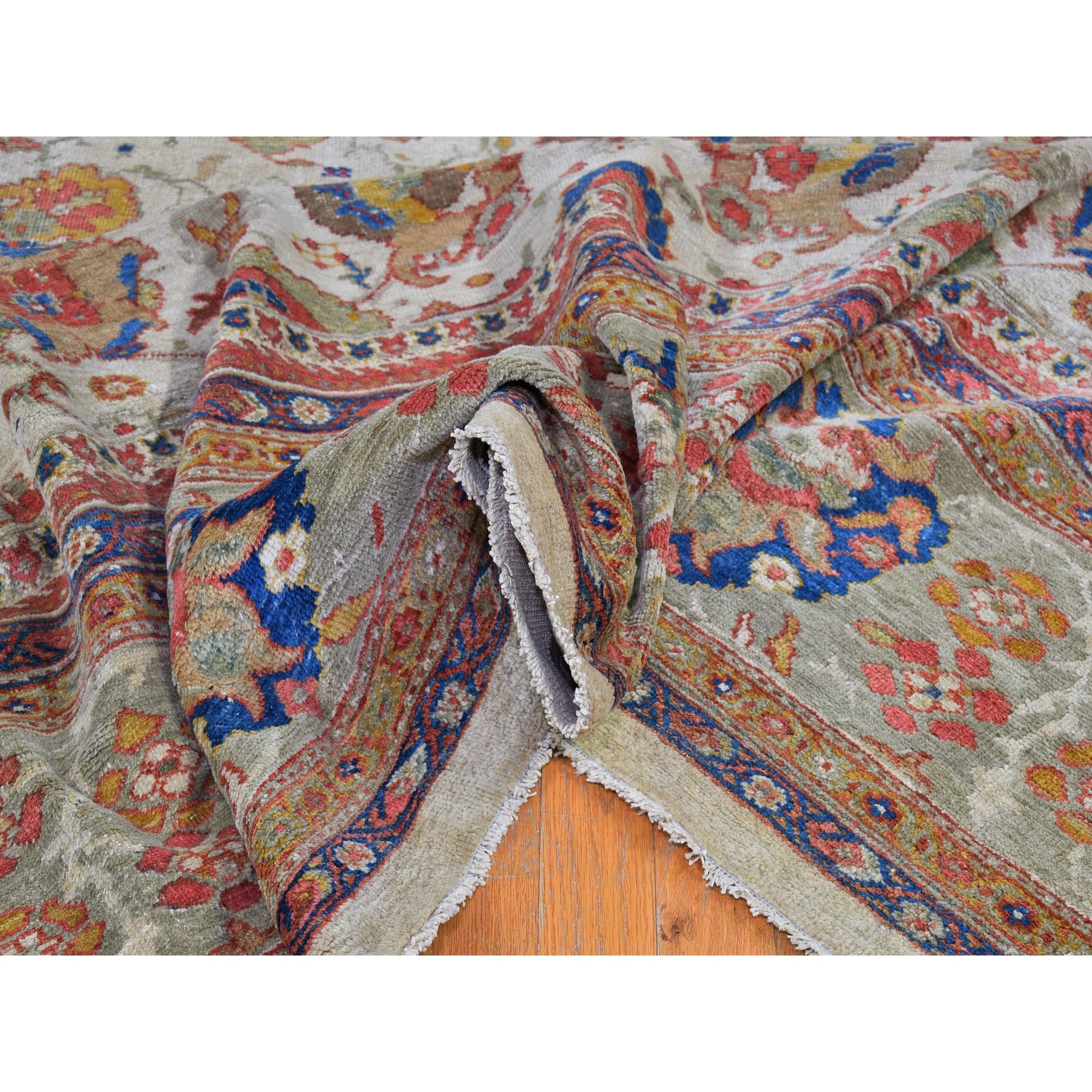 12'x21' Ivory Antique Persian Sultanabad Good Condition, Extra Long Clean Pure Wool Hand Knotted Oriental Rug Sh66457