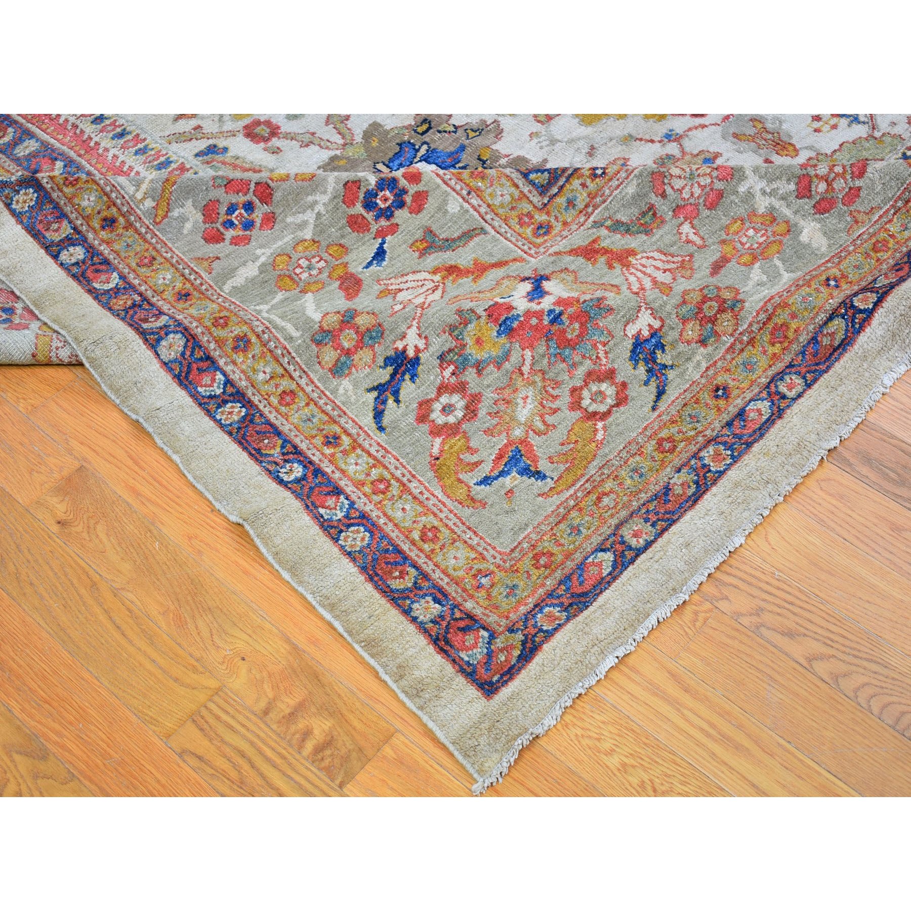 12'x21' Ivory Antique Persian Sultanabad Good Condition, Extra Long Clean Pure Wool Hand Knotted Oriental Rug Sh66457
