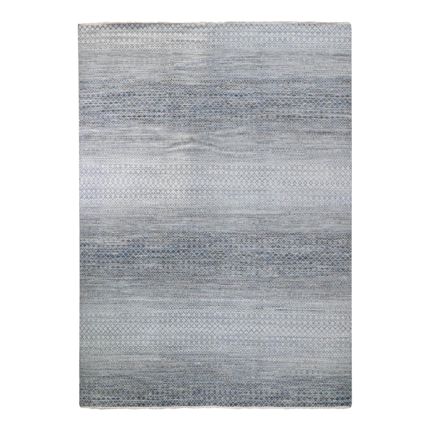 Mid Century Modern Collection Hand Knotted Grey Rug No: 1132926