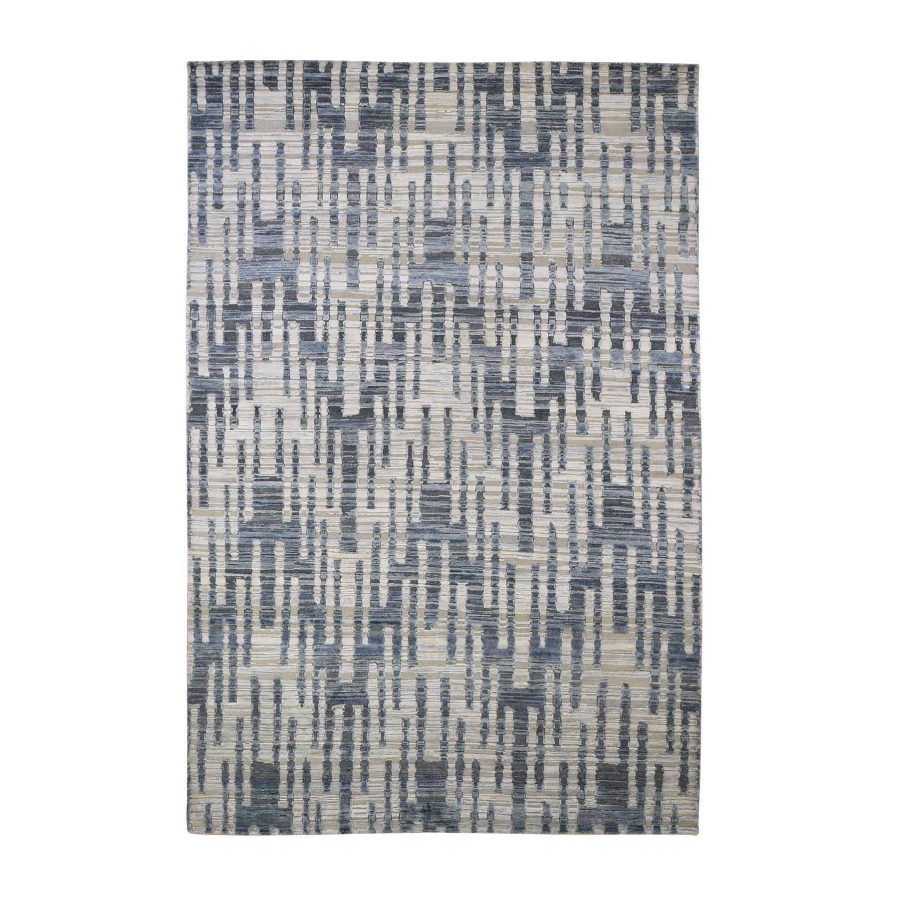 Mid Century Modern Collection Hand Knotted Blue Rug No: 1132970