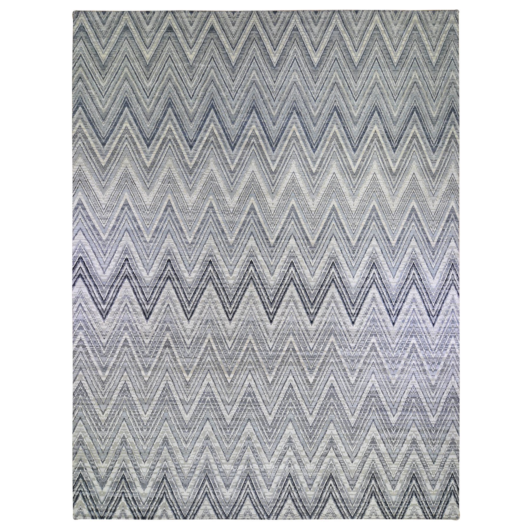 Mid Century Modern Collection Hand Knotted Grey Rug No: 1132976
