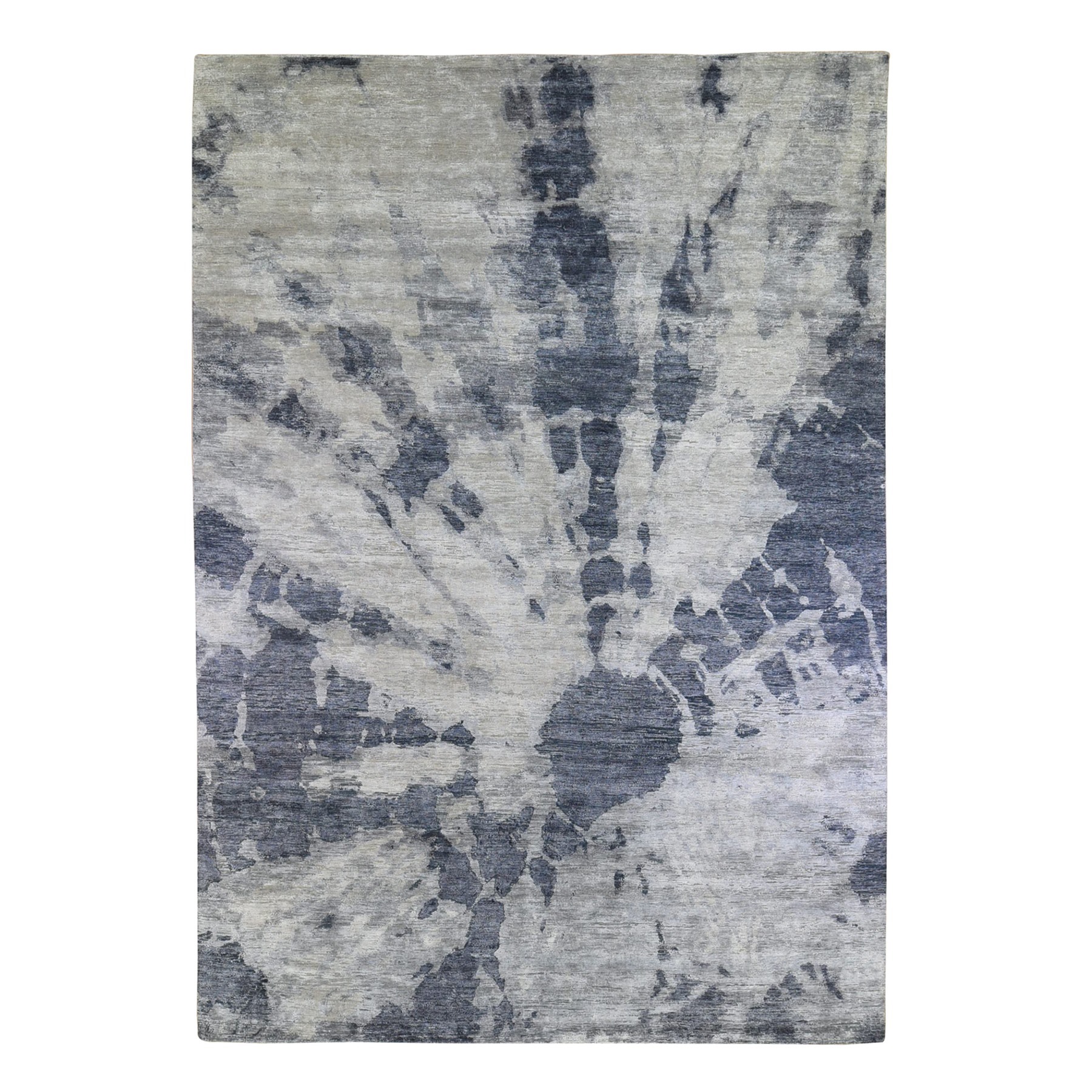Mid Century Modern Collection Hand Knotted Grey Rug No: 1132982