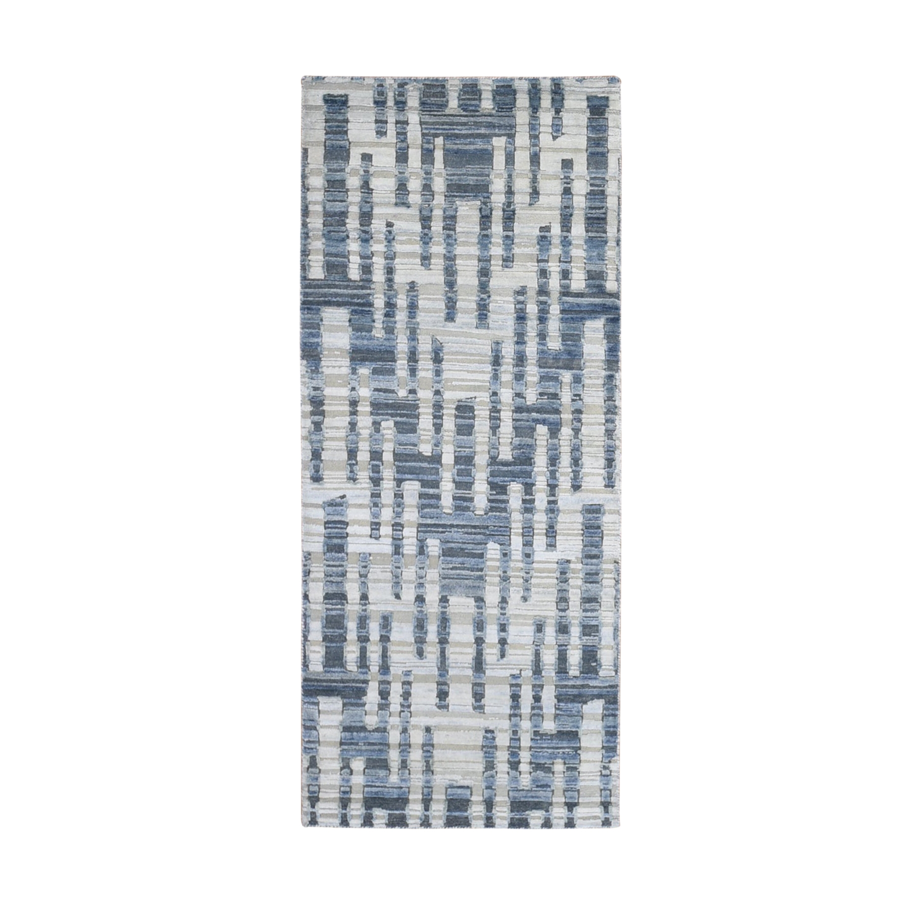 Mid Century Modern Collection Hand Knotted Blue Rug No: 1133022