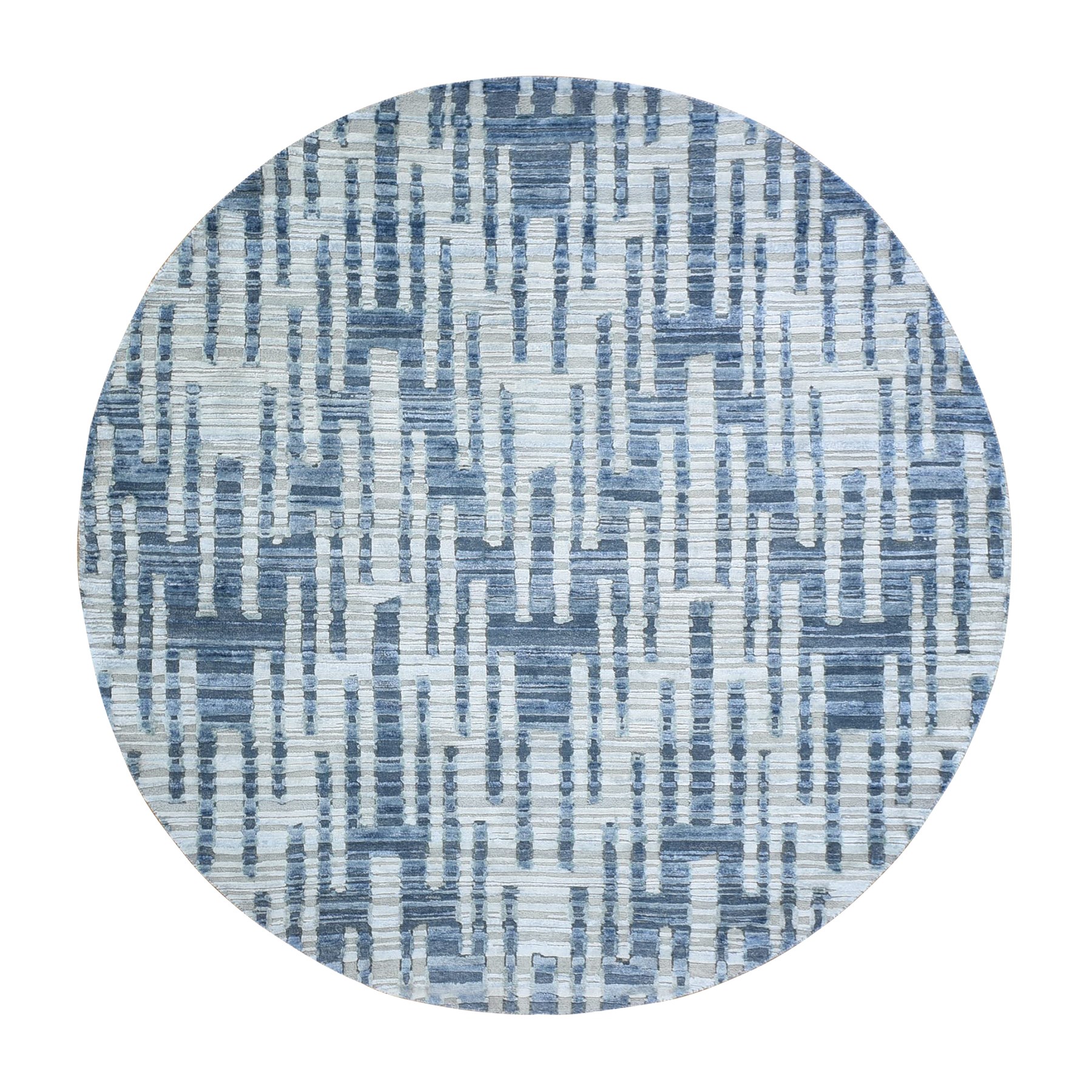 Mid Century Modern Collection Hand Knotted Blue Rug No: 1133028
