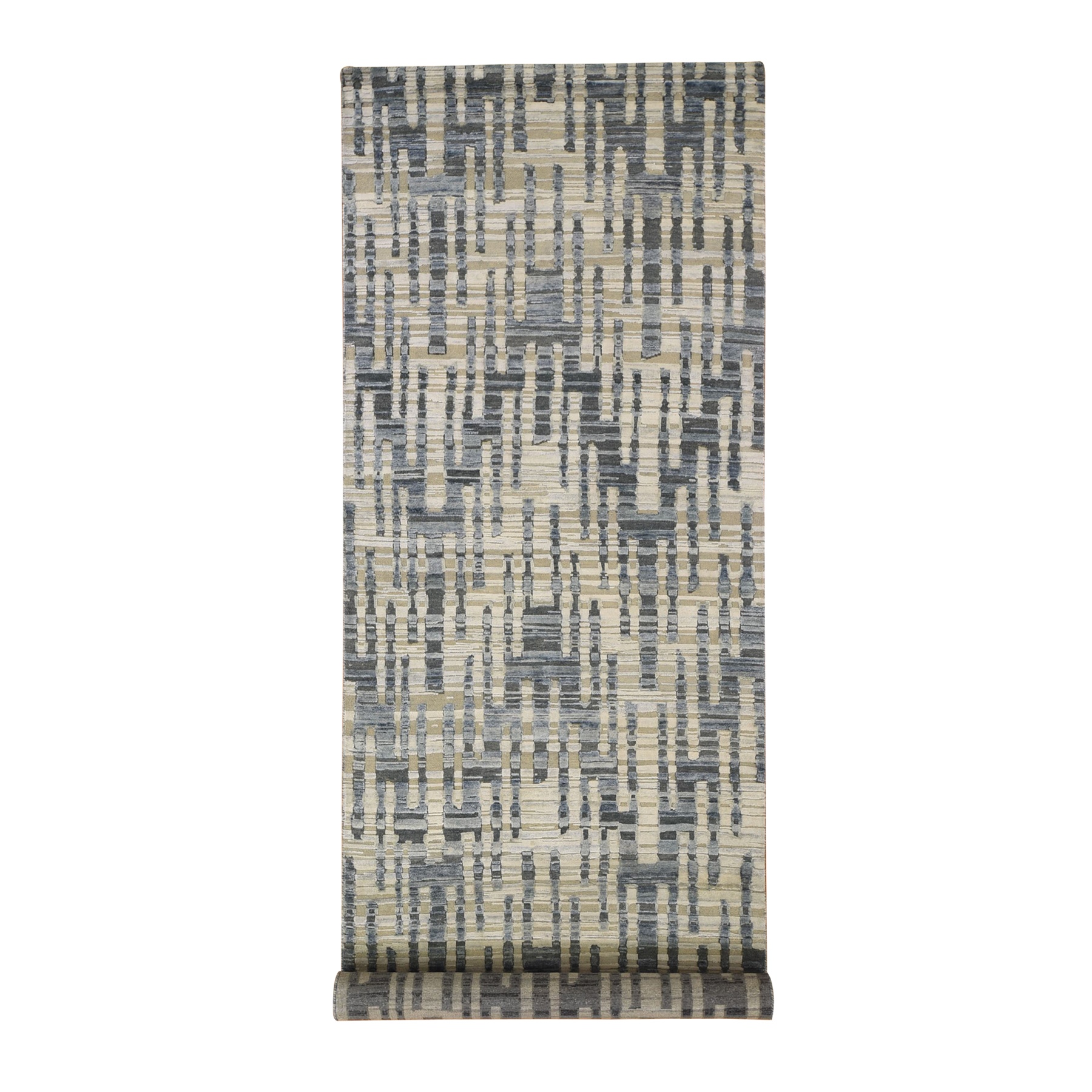 Mid Century Modern Collection Hand Knotted Blue Rug No: 1133036