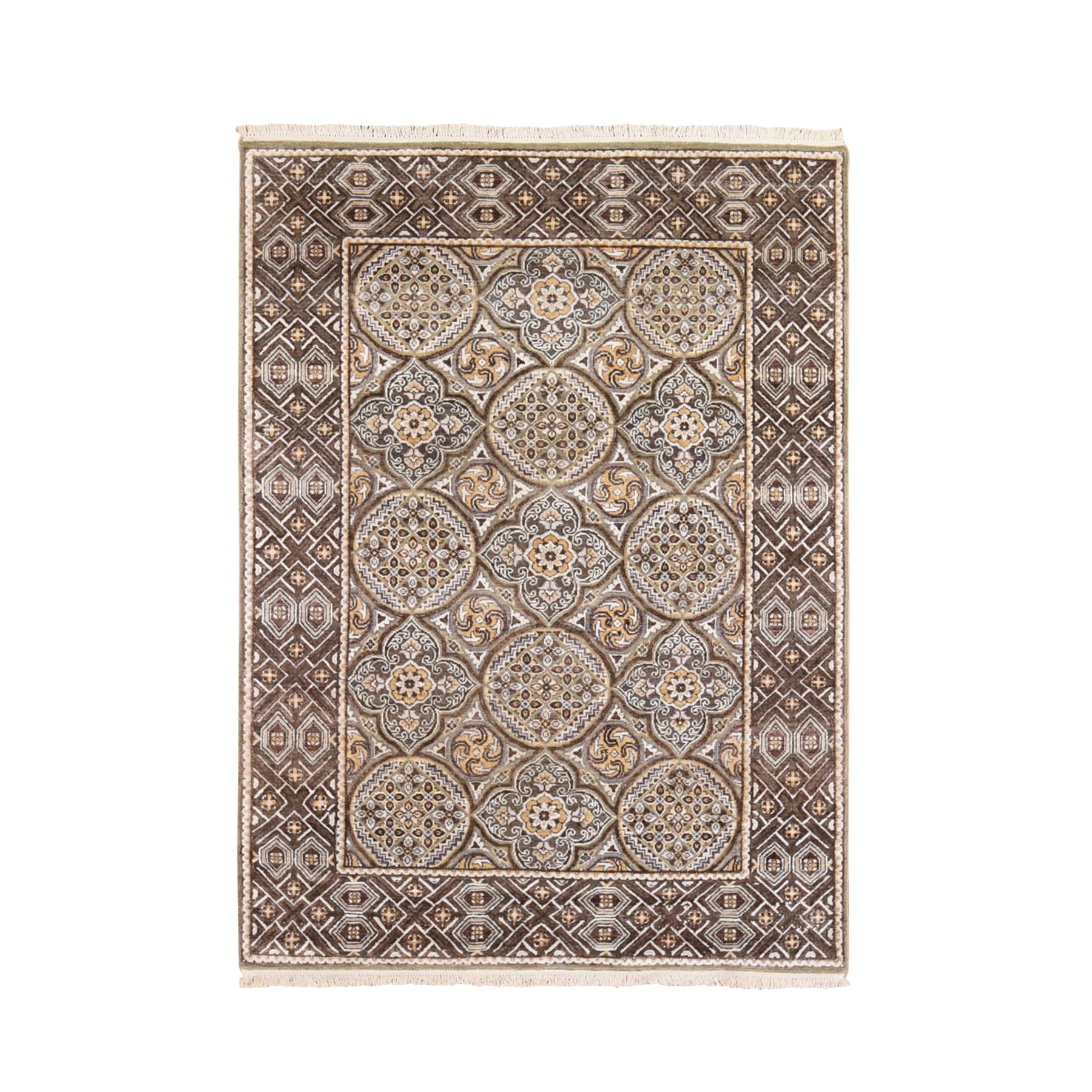 Transitional Hand Knotted Brown Rug No: 1133050