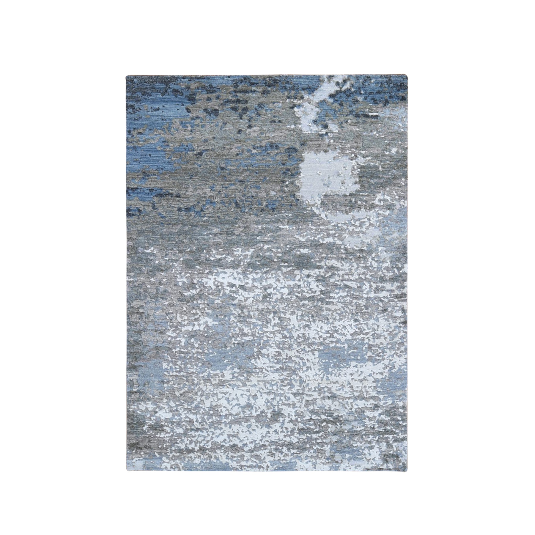 Mid Century Modern Collection Hand Knotted Grey Rug No: 1133056