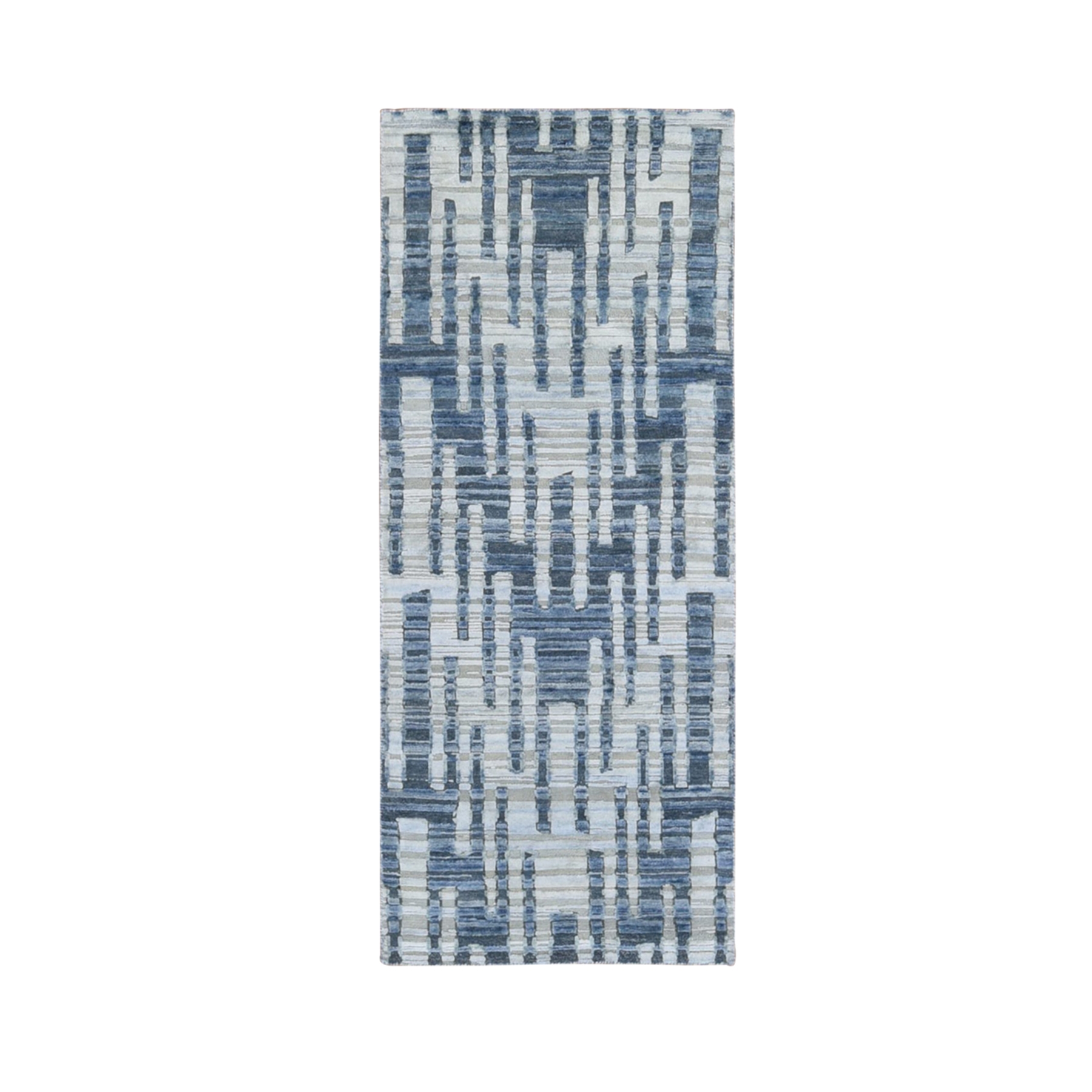 Mid Century Modern Collection Hand Knotted Blue Rug No: 1133060