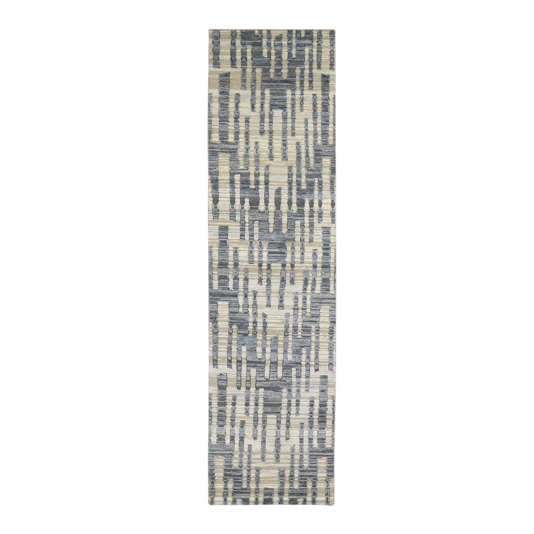 Mid Century Modern Collection Hand Knotted Blue Rug No: 1133064