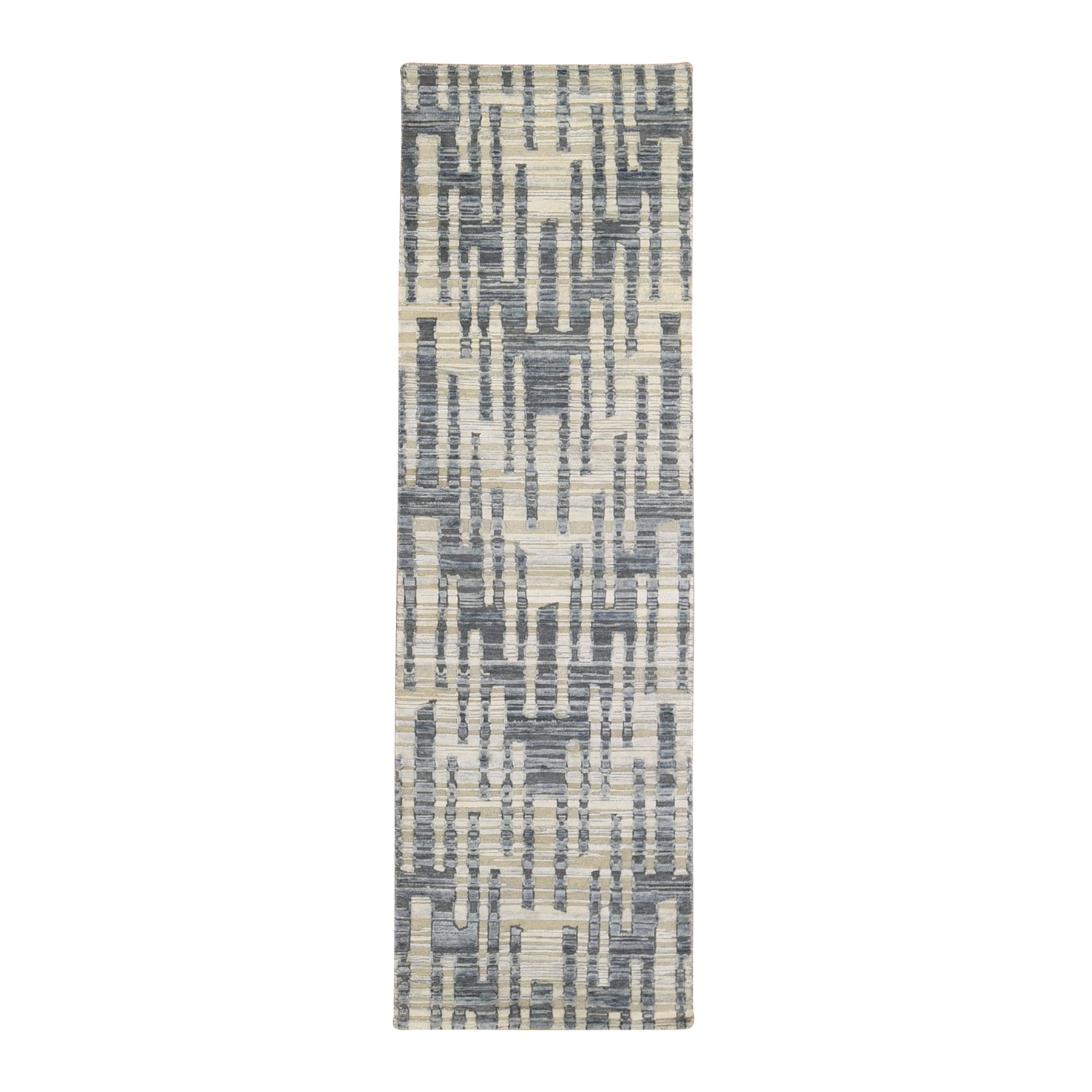 Mid Century Modern Collection Hand Knotted Blue Rug No: 1133070