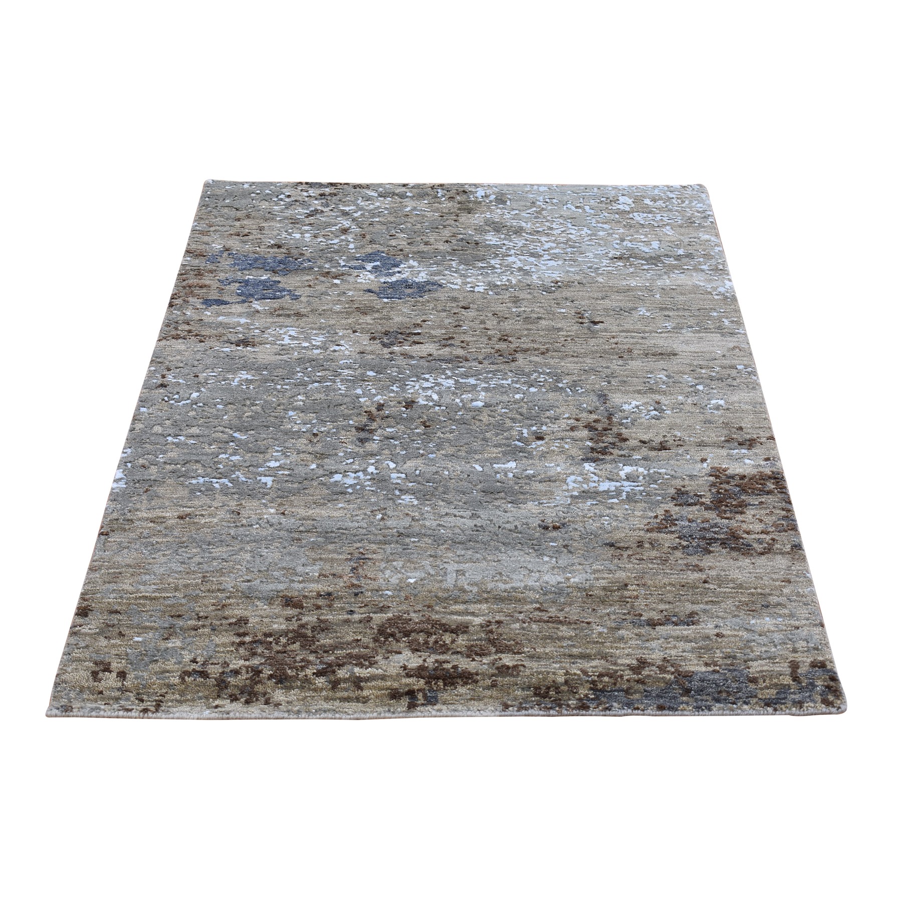 Mid Century Modern Collection Hand Knotted Grey Rug No: 1133108