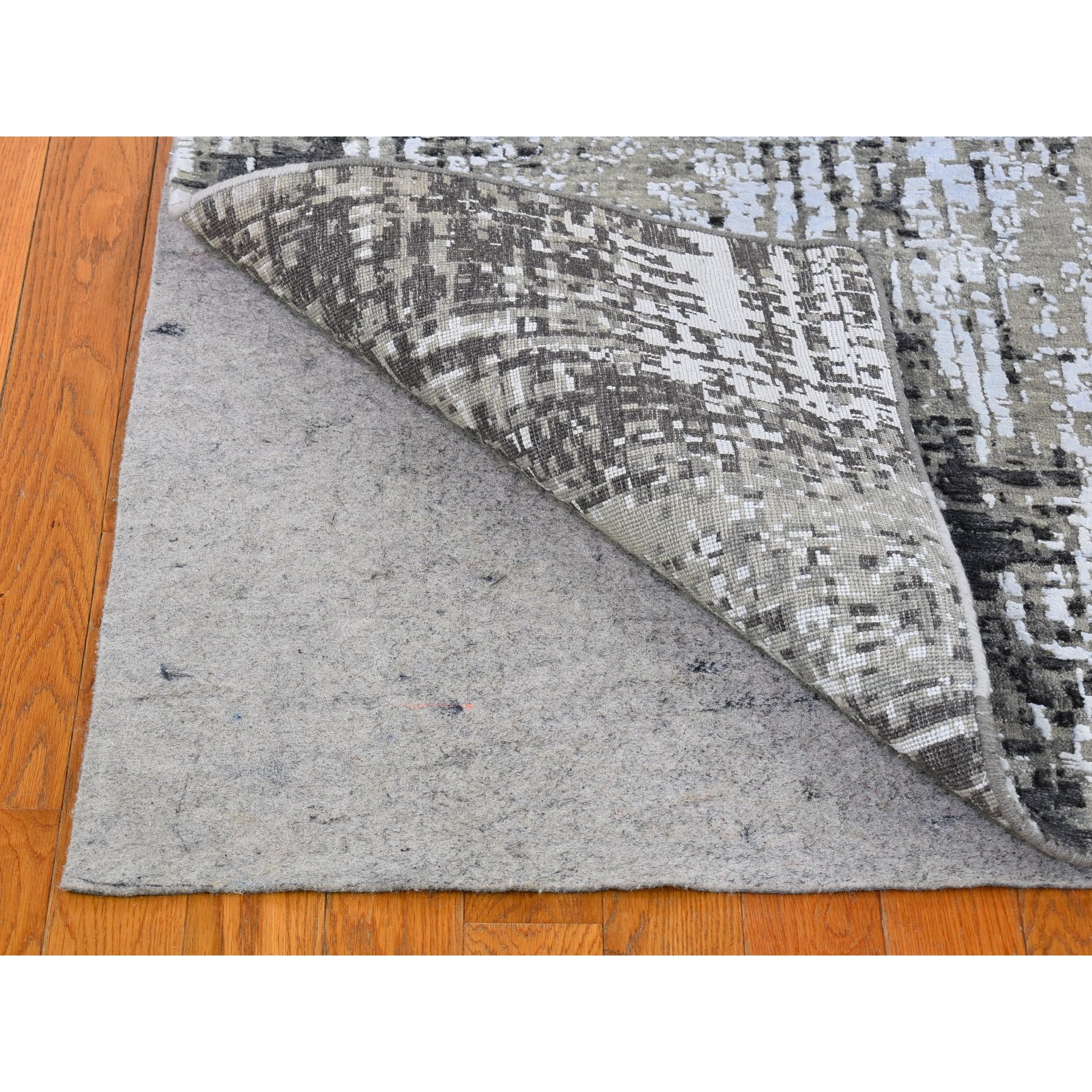 3'x5'2" Abstract Design Wool Denser Weave Castor Gray Persian Knot Hand Knotted Oriental Rug sh66572