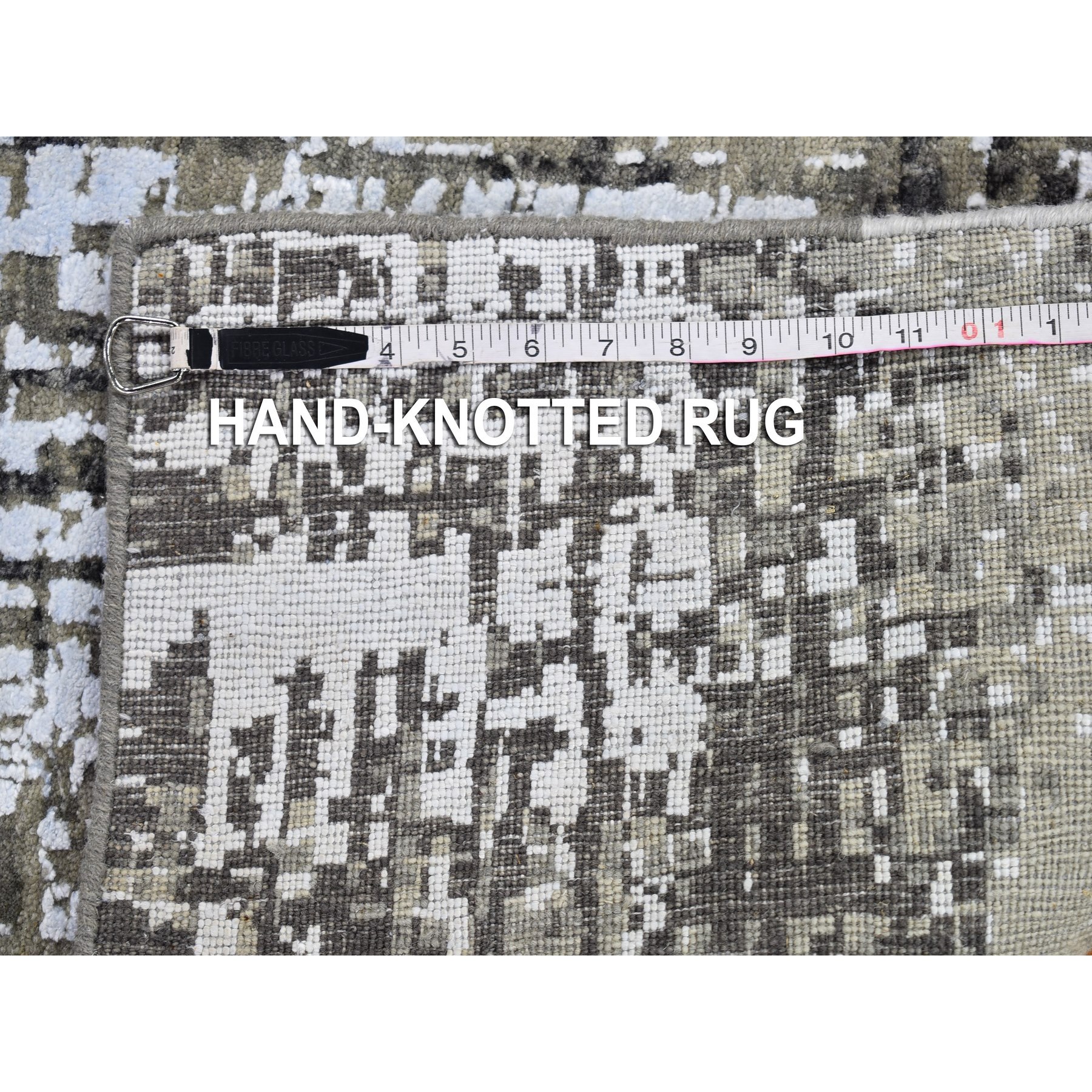 3'x5'2" Abstract Design Wool Denser Weave Castor Gray Persian Knot Hand Knotted Oriental Rug sh66572