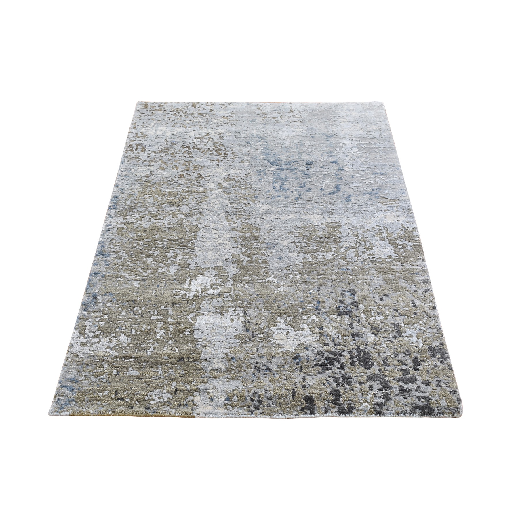 Mid Century Modern Collection Hand Knotted Grey Rug No: 1133146