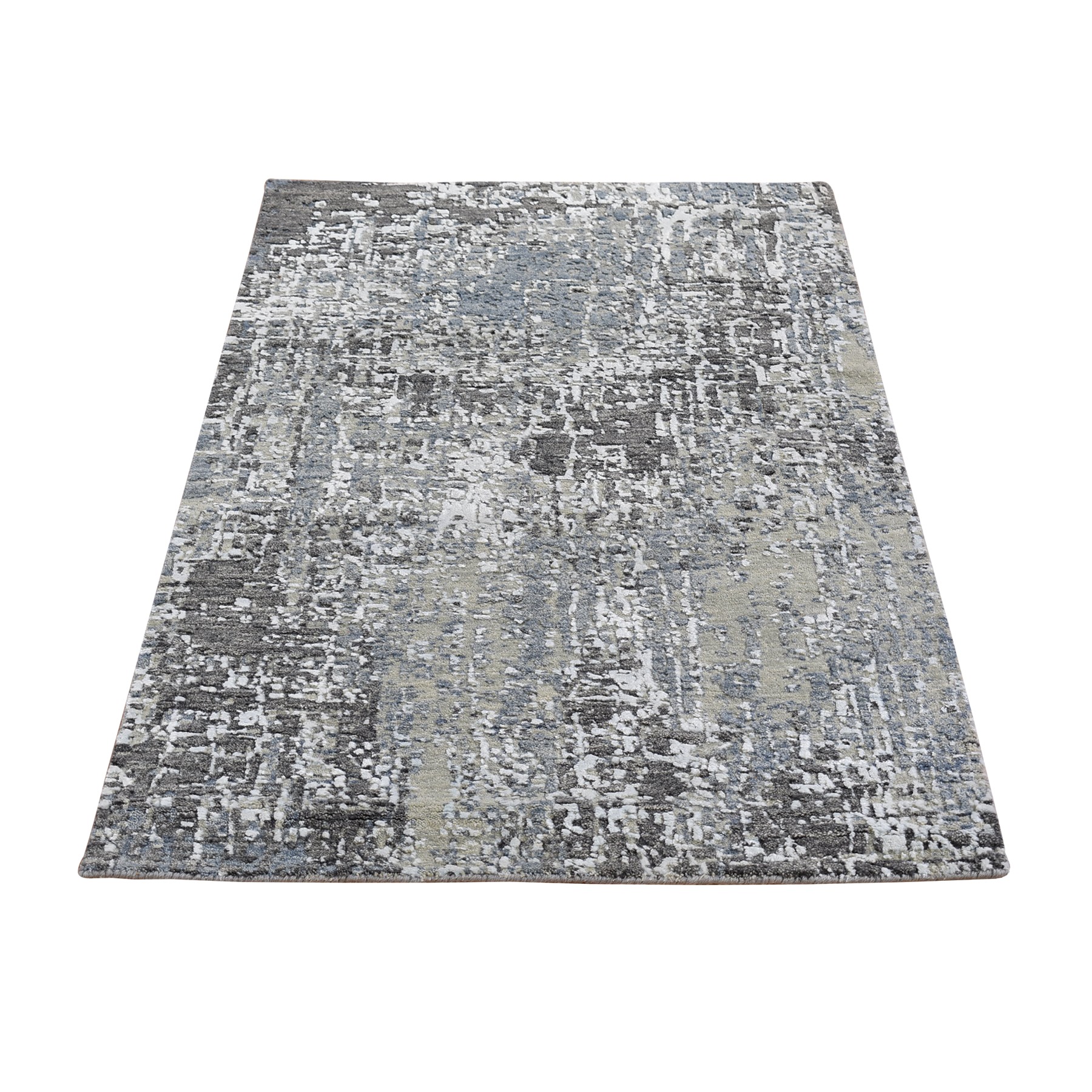 Mid Century Modern Collection Hand Knotted Blue Rug No: 1133162