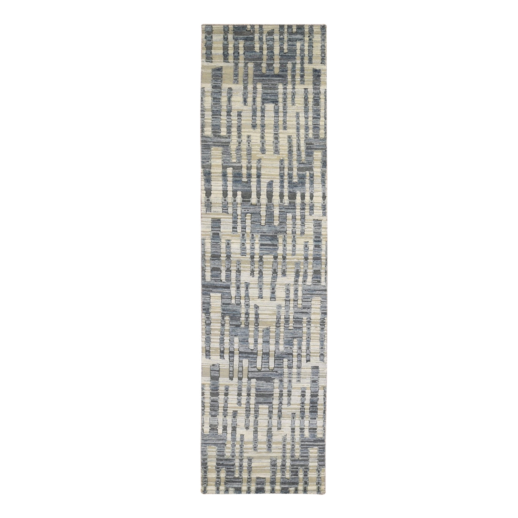 Mid Century Modern Collection Hand Knotted Blue Rug No: 1133168