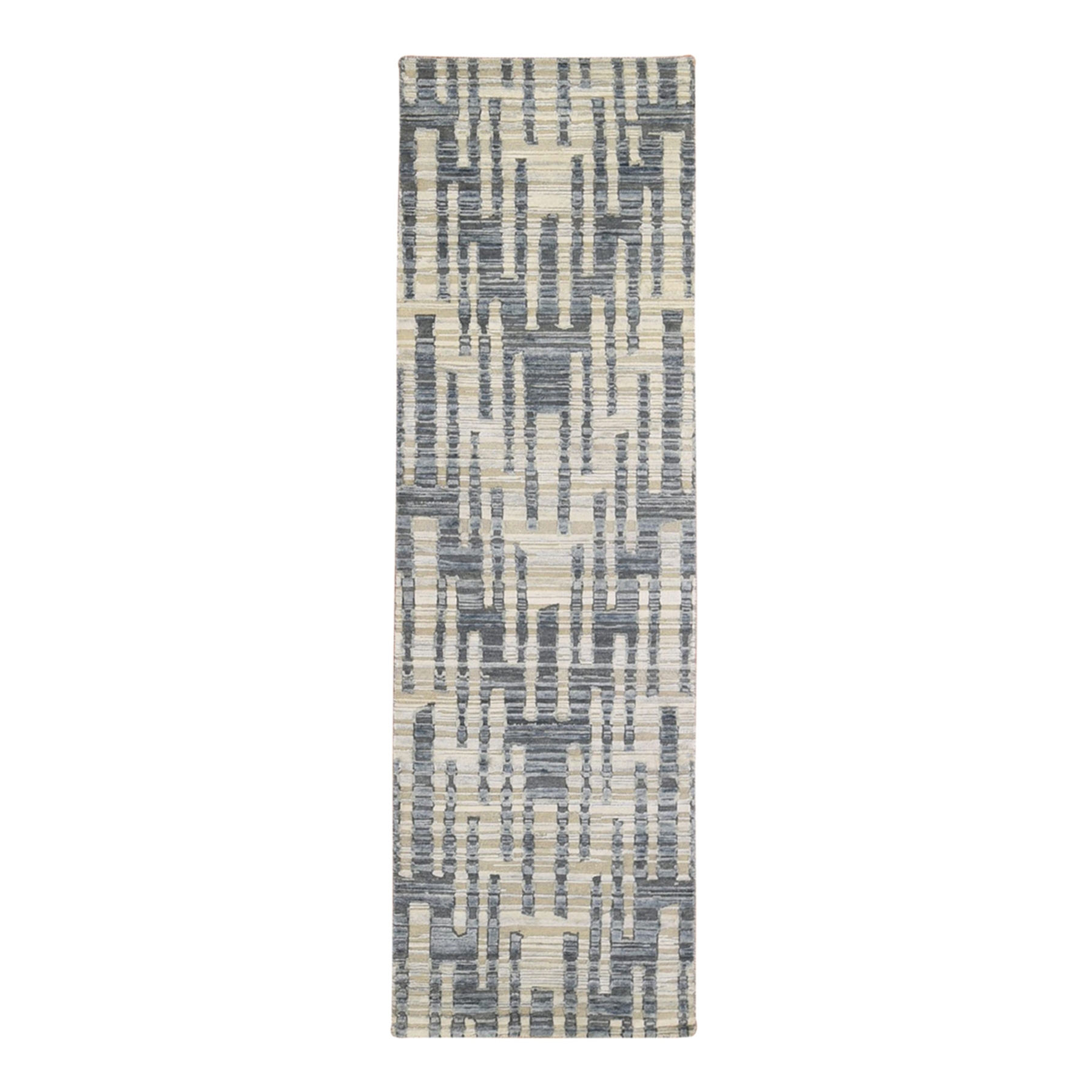 Mid Century Modern Collection Hand Knotted Blue Rug No: 1133170