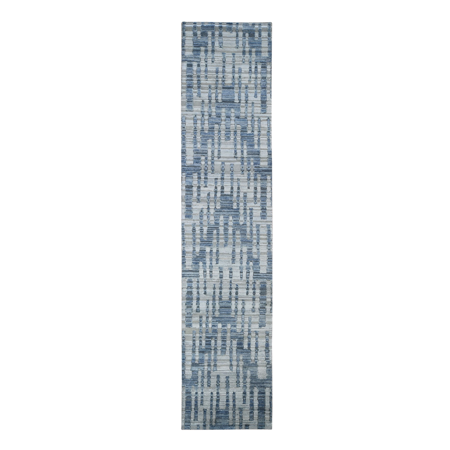 Mid Century Modern Collection Hand Knotted Blue Rug No: 1133172