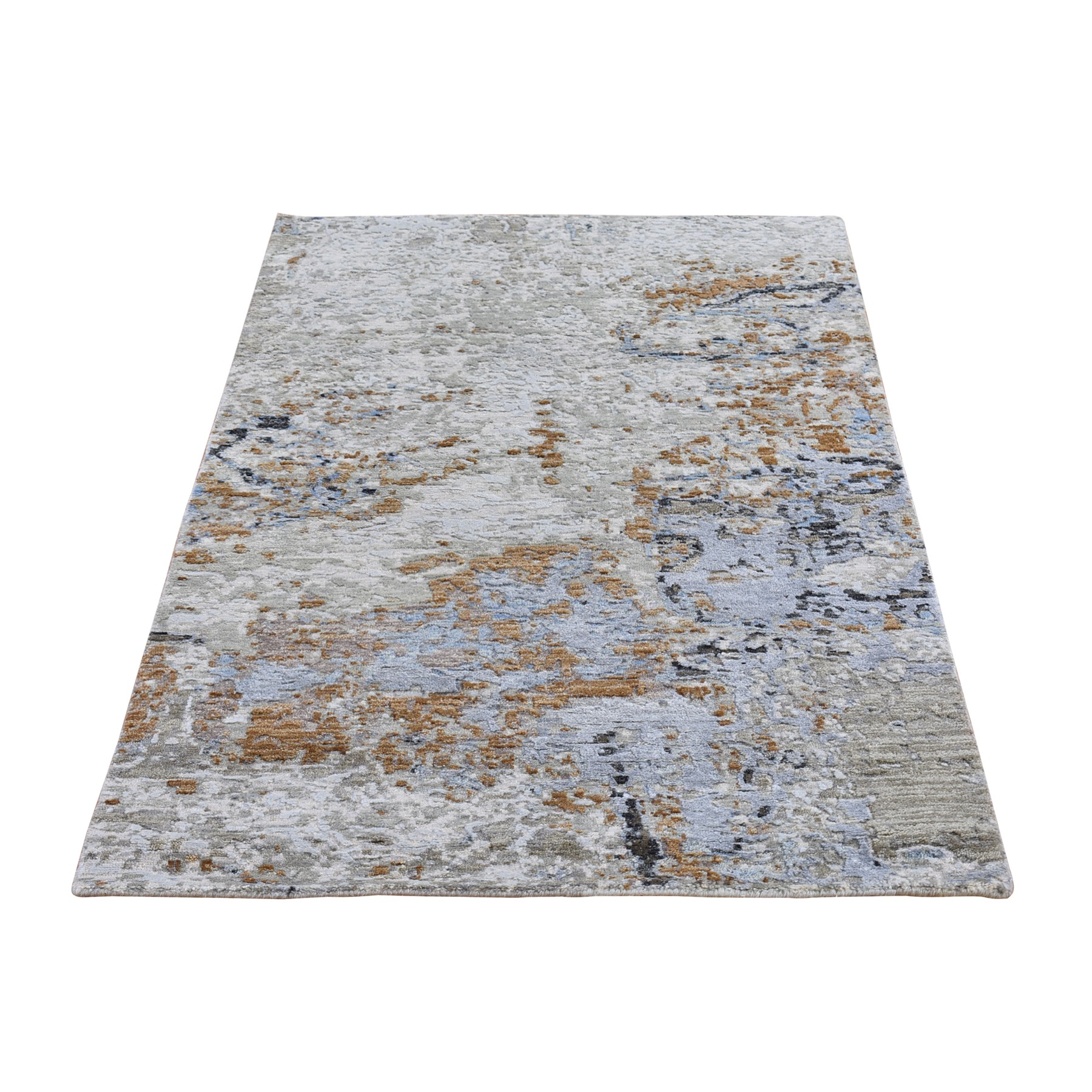 Mid Century Modern Collection Hand Knotted Grey Rug No: 1133184