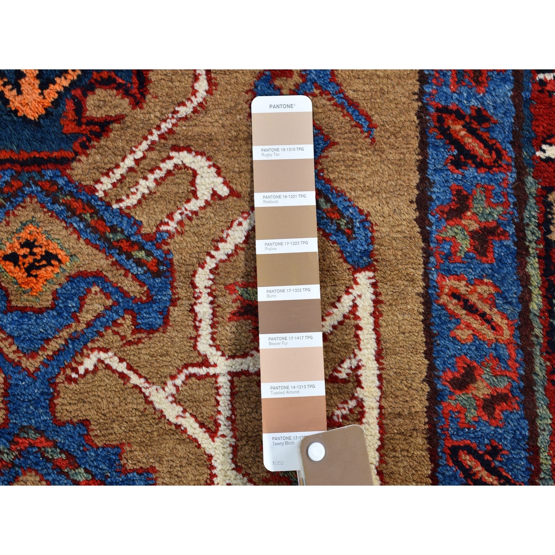 4'1"x12'8" Brown Antique Persian Serab Camel Hair Galley Wide Runner Geometric Patter Natural Wool Hand Knotted Oriental Rug Sh66597