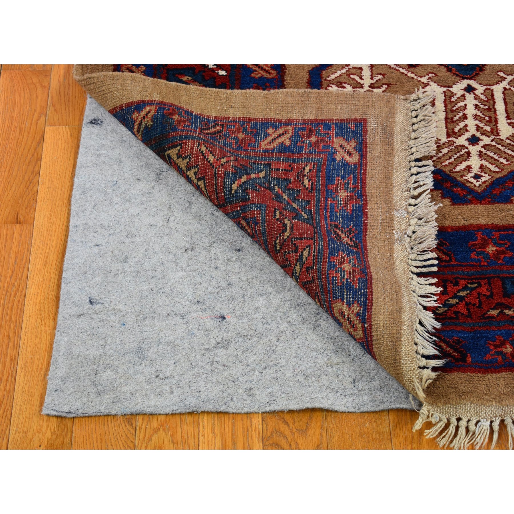4'1"x12'8" Brown Antique Persian Serab Camel Hair Galley Wide Runner Geometric Patter Natural Wool Hand Knotted Oriental Rug Sh66597