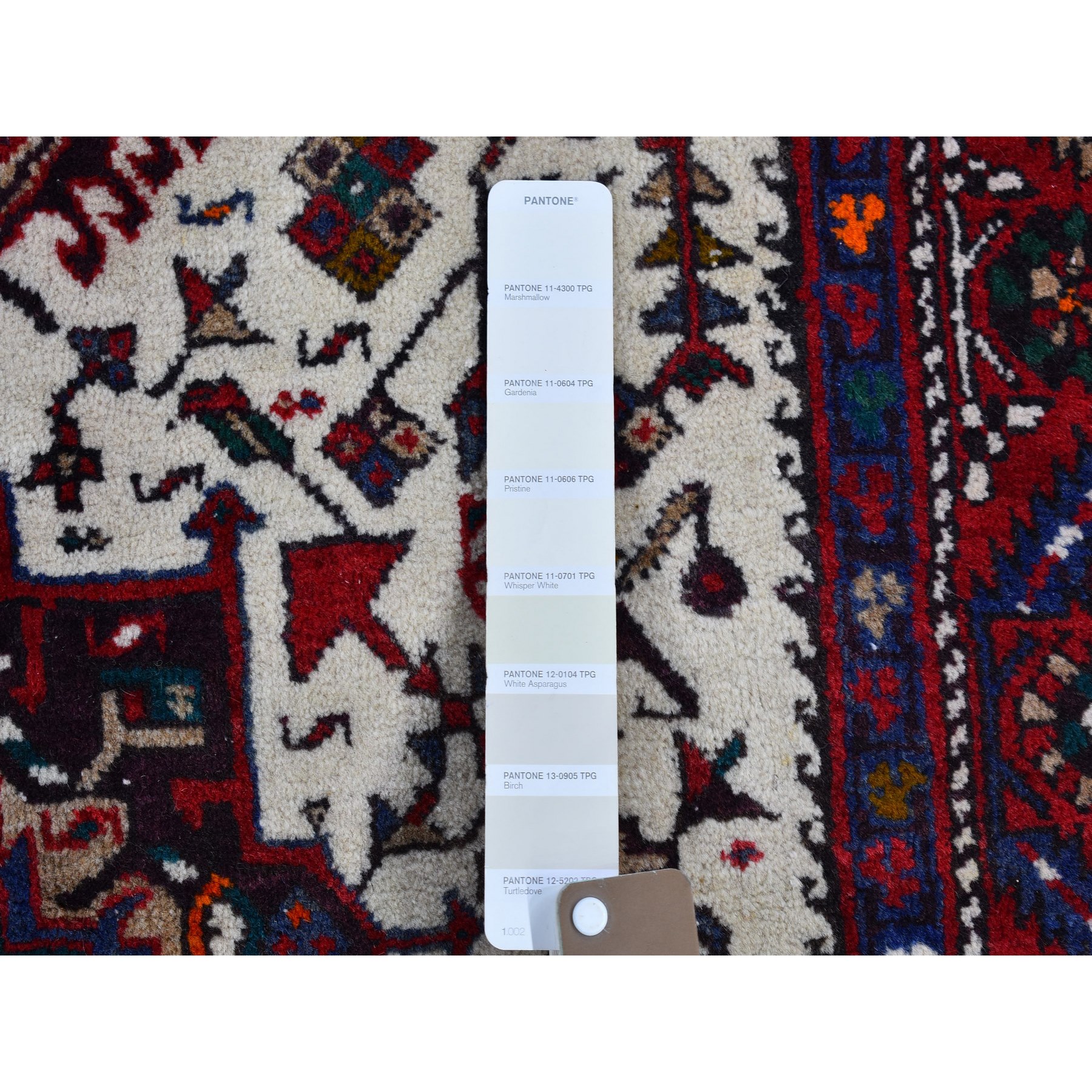 3'4"x13'8" Vintage Persian Karajeh Full Pile Excellent Condition Ivory Natural Wool Hand Knotted Runner Oriental Rug Sh66602