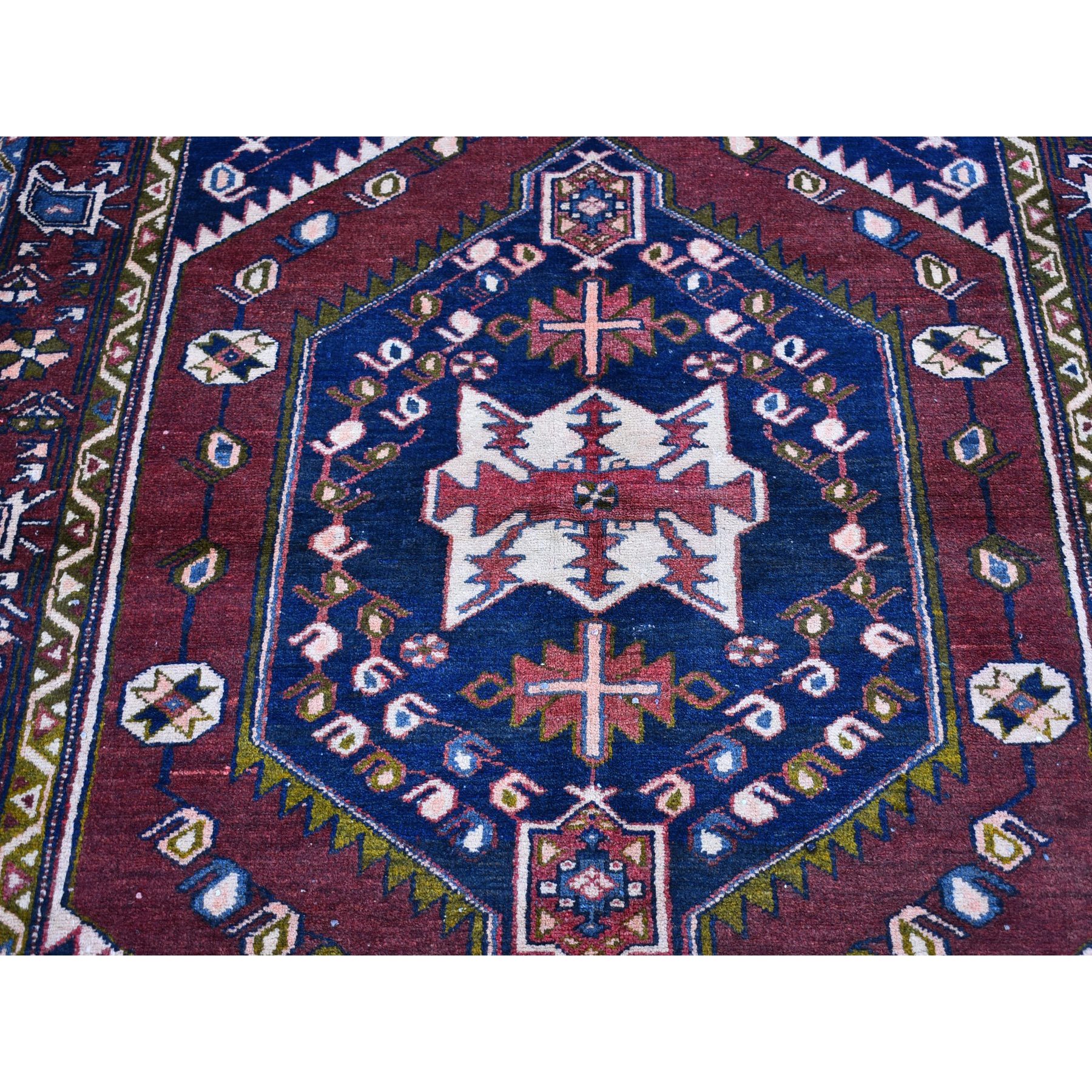 4'4"x6'6" Vintage Persian Hamadan Brown Excellent Condition Tribal Weaving Natural Wool Hand Knotted Clean Oriental Rug Sh66624