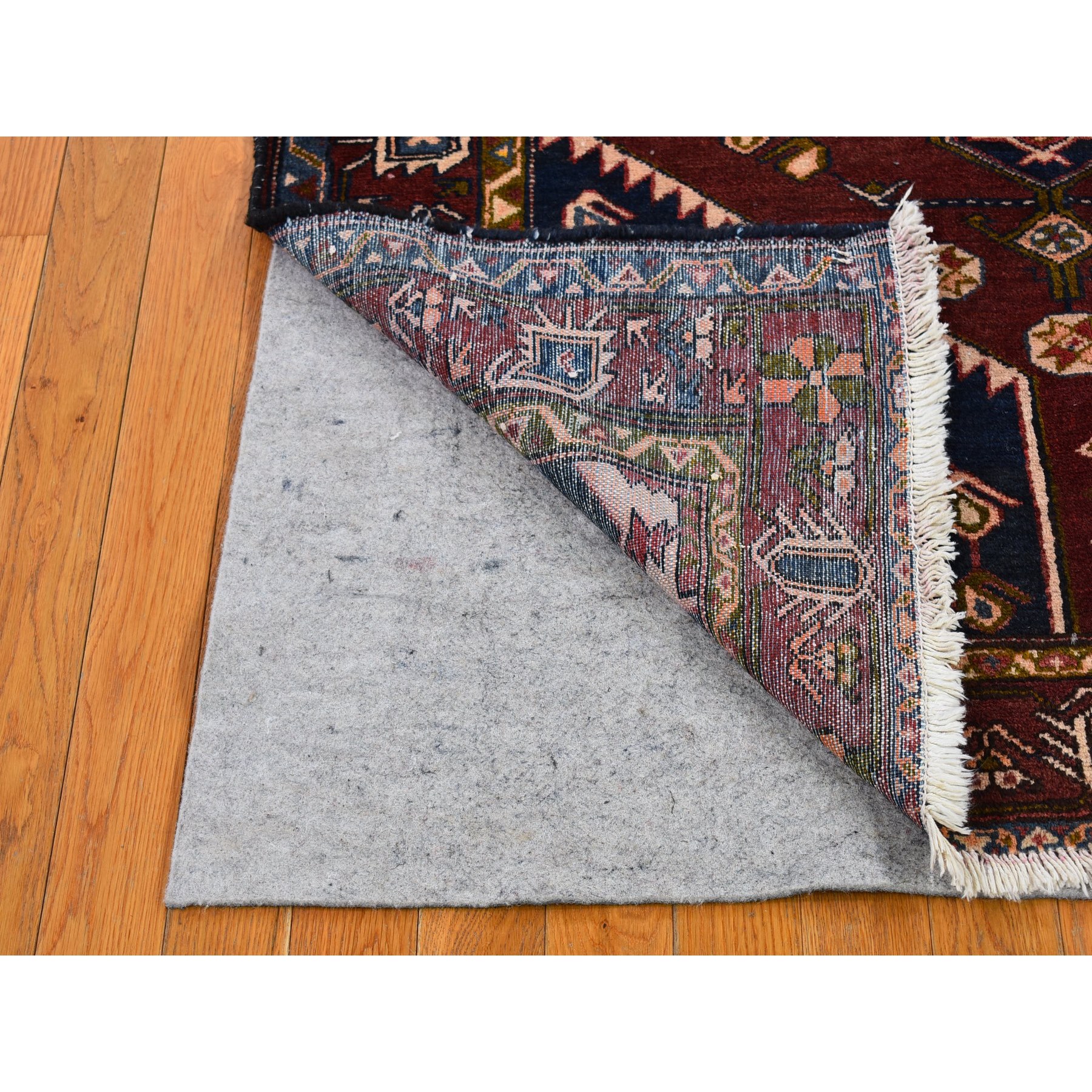 4'4"x6'6" Vintage Persian Hamadan Brown Excellent Condition Tribal Weaving Natural Wool Hand Knotted Clean Oriental Rug Sh66624