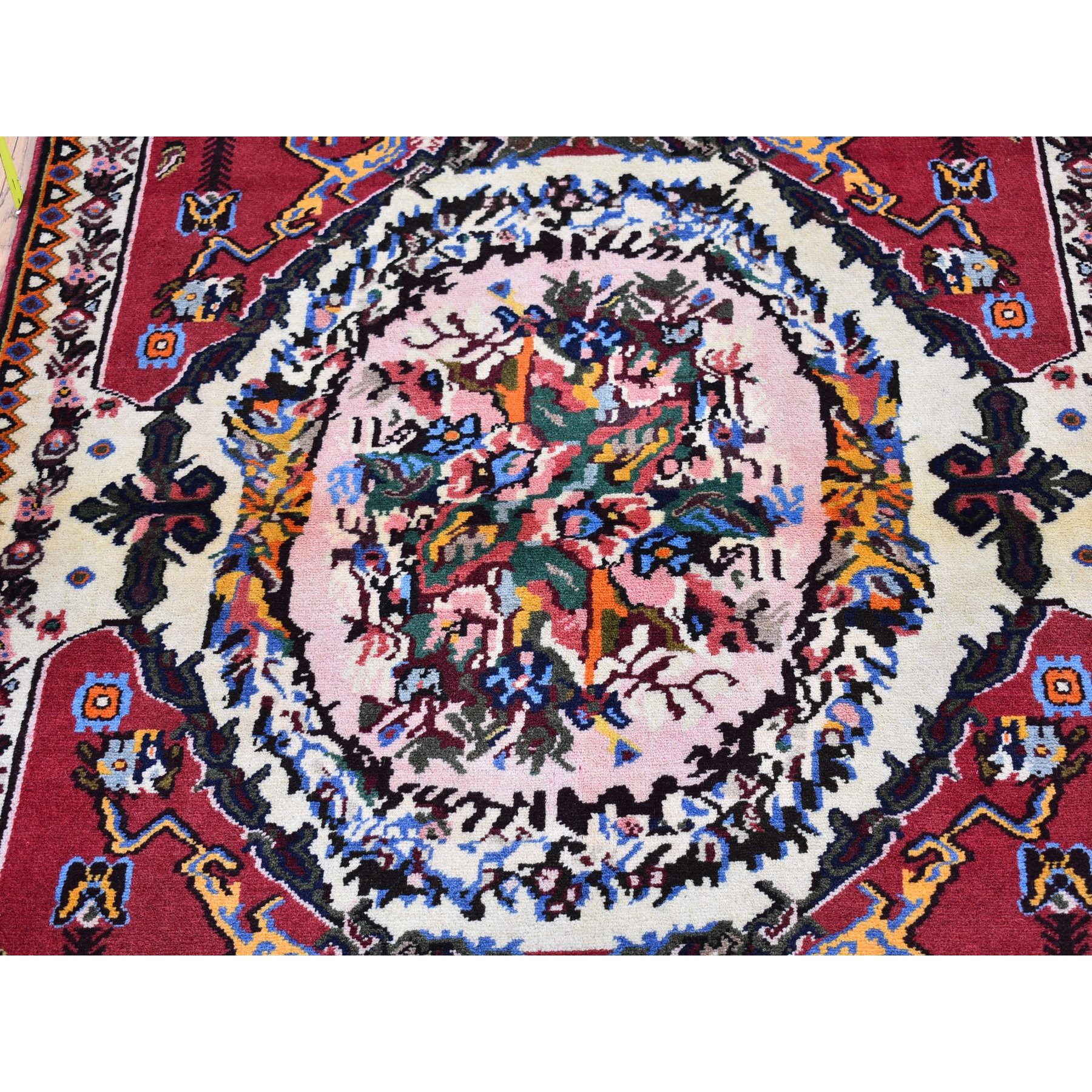 3'7"x5' New Persian Karabakh with a Flower Bouquet Hand Knotted Excellent Condition Natural Wool Clean Oriental Rug Sh66628