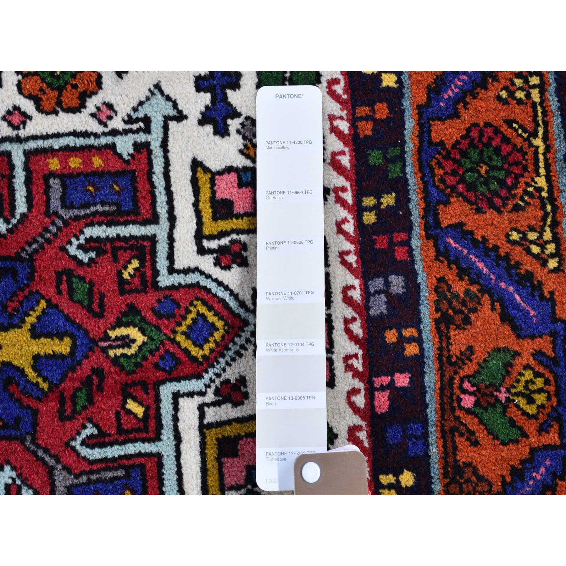 3'3"x12'2" Green Medallions with Burnt Orange Border Vintage Persian Karajeh Excellent Condition Pure Wool Hand Knotted Runner Oriental Rug Sh66645