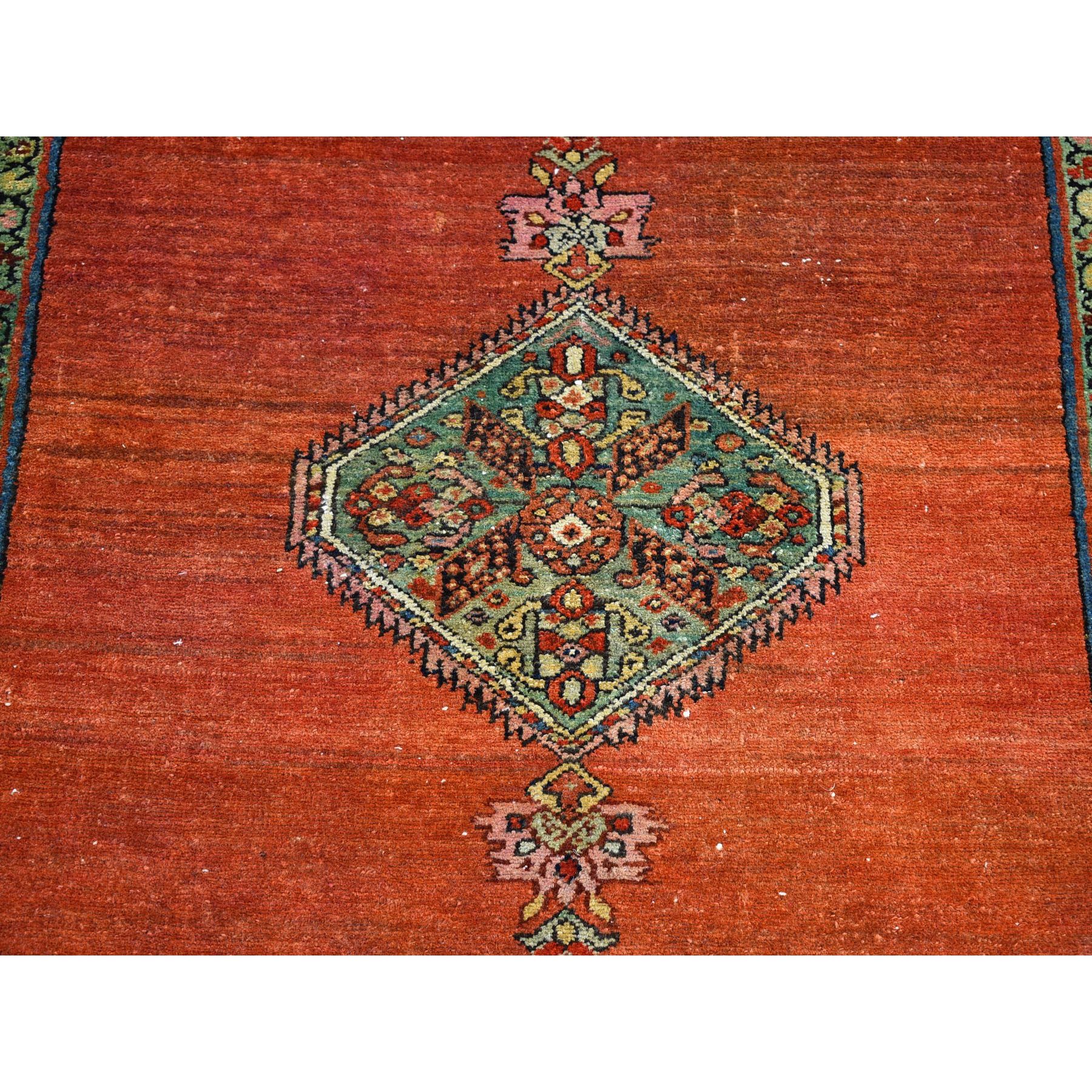 4'8"x12' Brick Red Antique North West Persian Wide Gallery Size Runner, Dated 1876 Even Wear Pure Wool Abrush Hand Knotted Clean Oriental Rug Sh66657