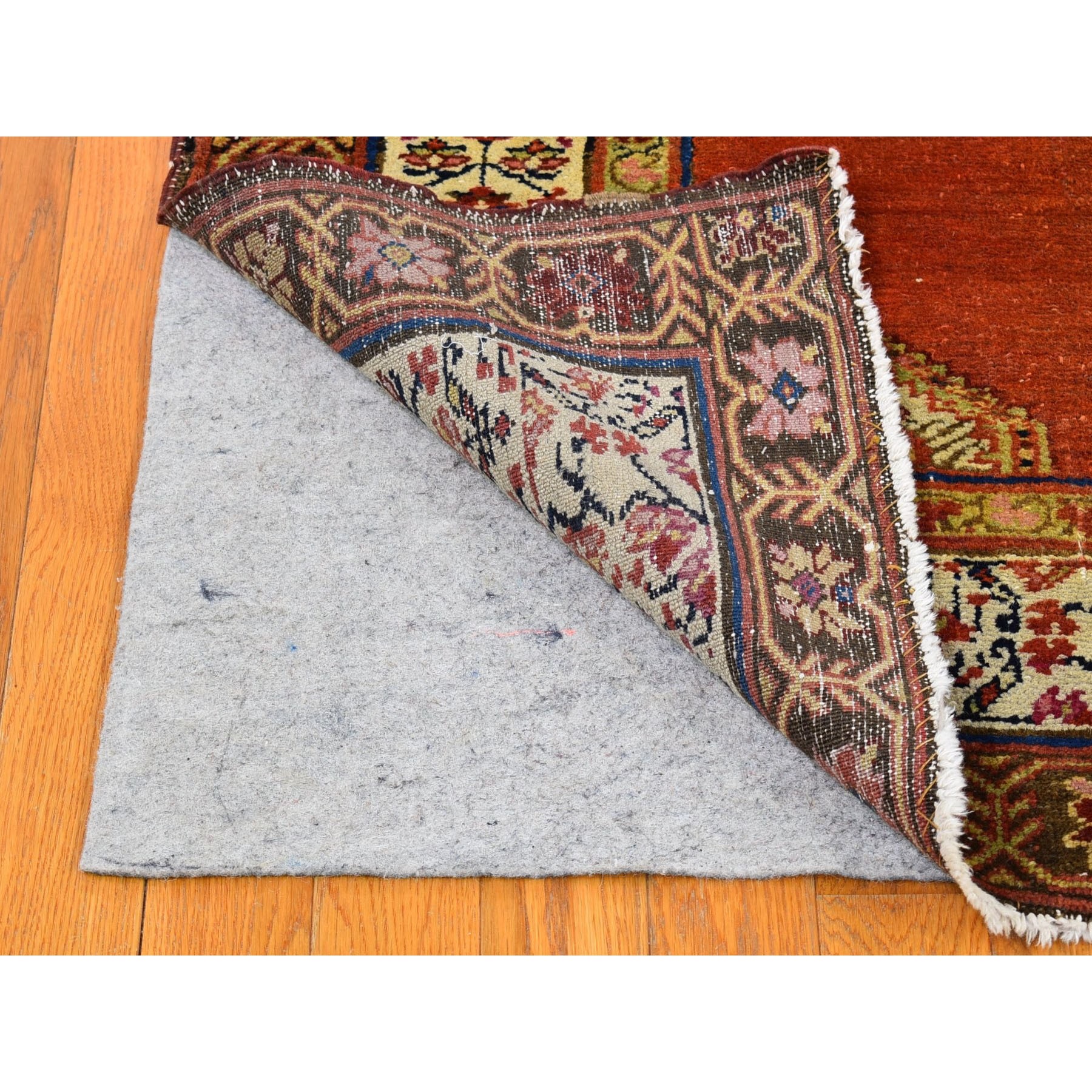 4'8"x12' Brick Red Antique North West Persian Wide Gallery Size Runner, Dated 1876 Even Wear Pure Wool Abrush Hand Knotted Clean Oriental Rug Sh66657