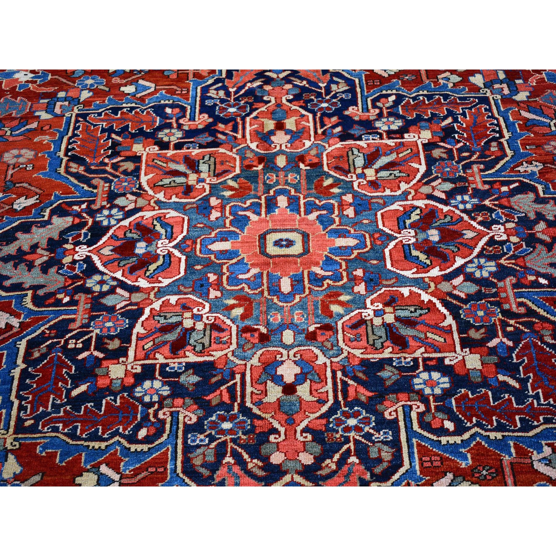 8'3"x11'3" Brick Red Antique Persian Heriz Shiny and Vivid Colors Natural Wool Good Condition Hand Knotted Clean Oriental Rug Sh66661