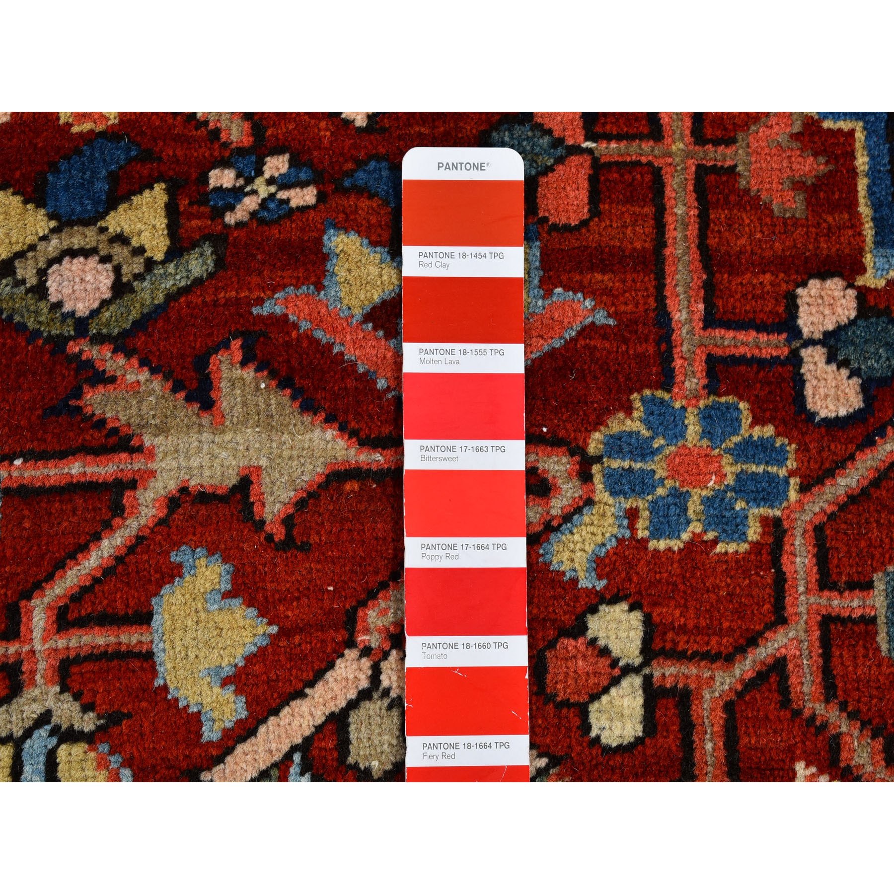 8'3"x11'3" Brick Red Antique Persian Heriz Shiny and Vivid Colors Natural Wool Good Condition Hand Knotted Clean Oriental Rug Sh66661