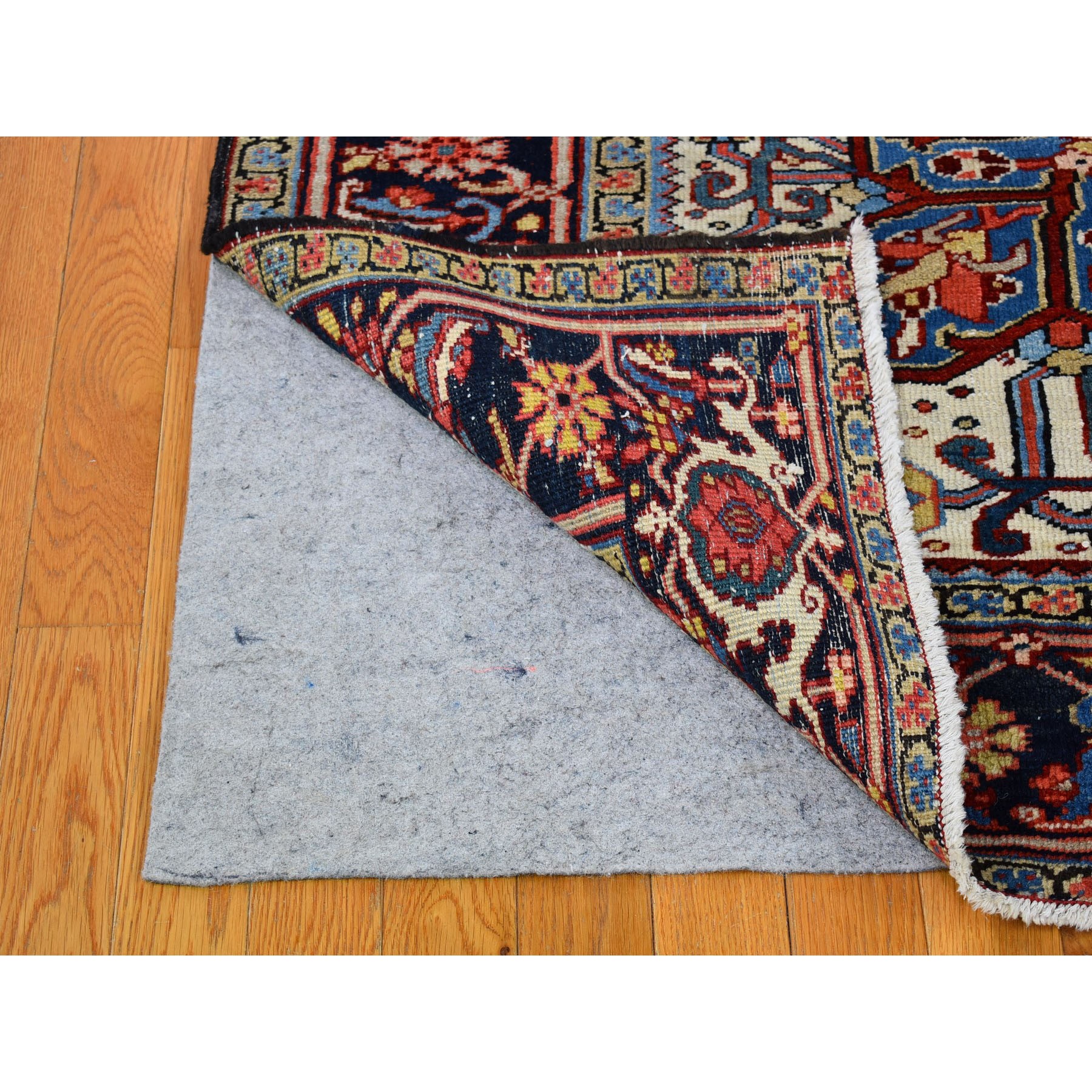 8'3"x11'3" Brick Red Antique Persian Heriz Shiny and Vivid Colors Natural Wool Good Condition Hand Knotted Clean Oriental Rug Sh66661