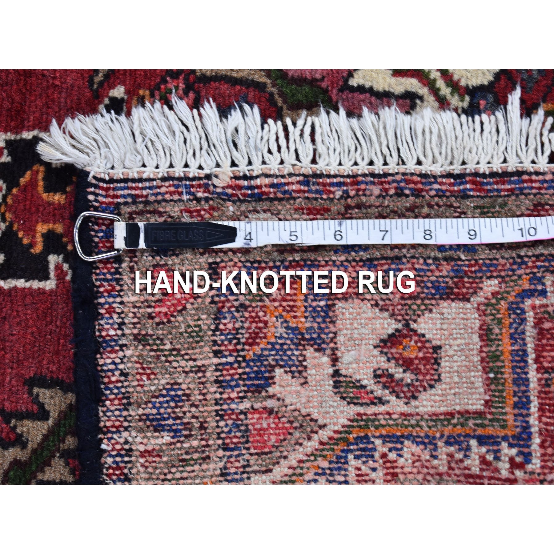 2'8"x9'3" Vintage Persian Bakhtiar with Triple Medallion Design Cherry Red Natural Wool Clean Hand Knotted Oriental Rug Sh66677