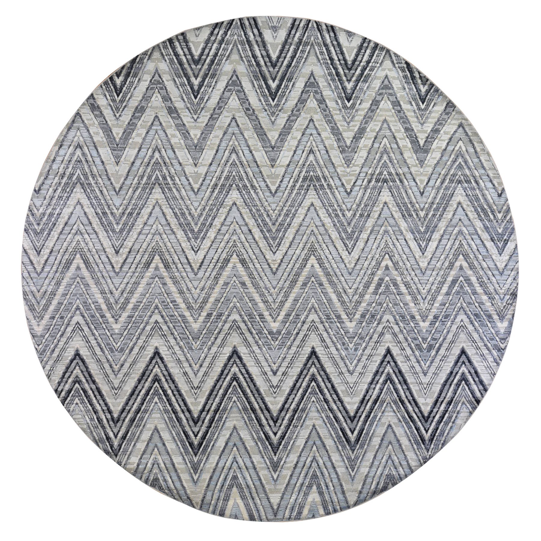 Mid Century Modern Collection Hand Knotted Grey Rug No: 1133388