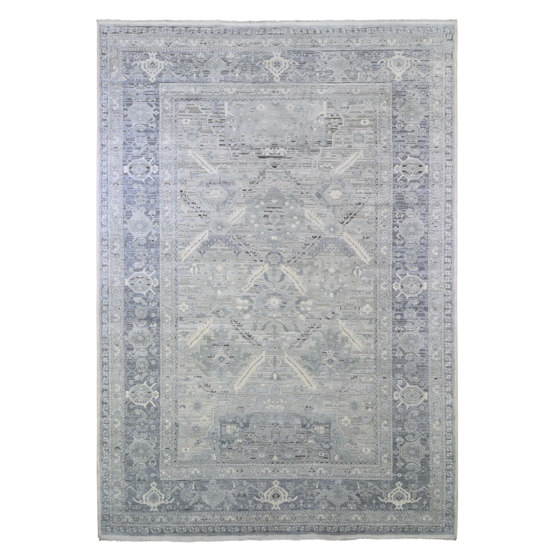 Agra And Turkish Collection Hand Knotted Ivory Rug No: 1133396